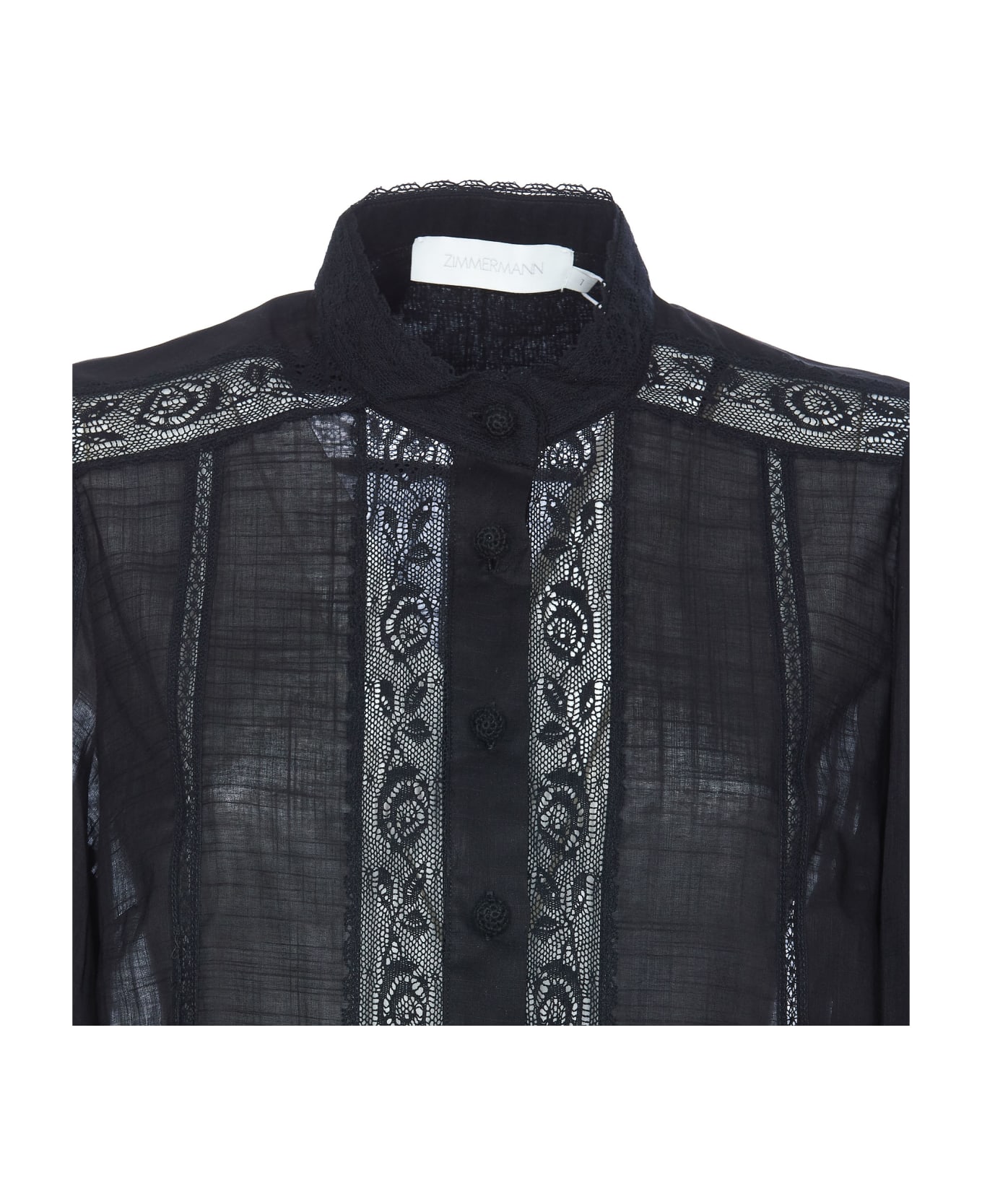 Zimmermann Halliday Lace Trim Shirt - Black ブラウス