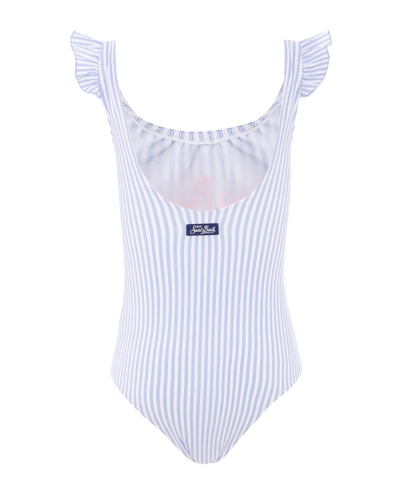 MC2 Saint Barth Light Blue Swimsuit For Girl With Logo - Light Blue