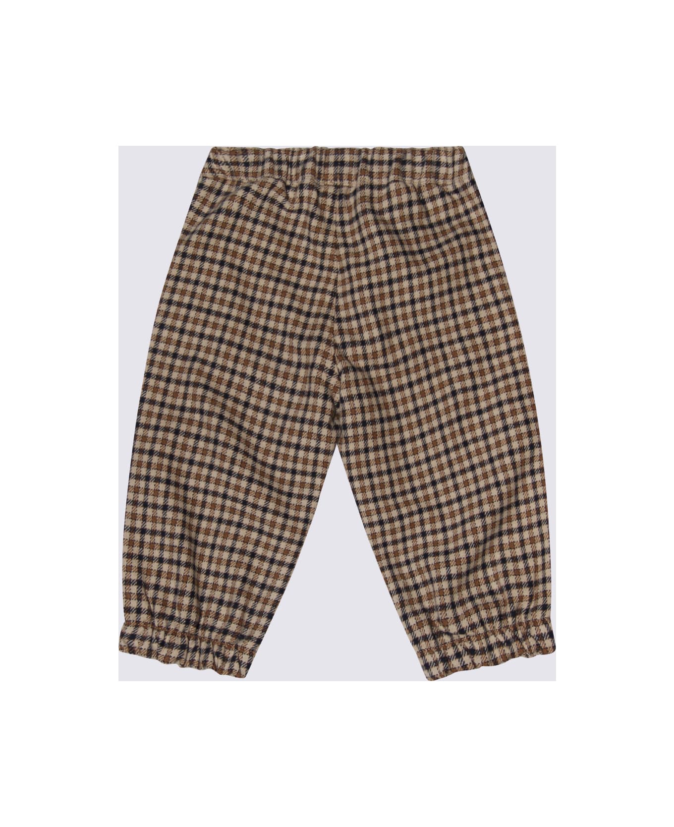 Il Gufo Blue And Beige Cotton Blend Check Pants - Blue ボトムス