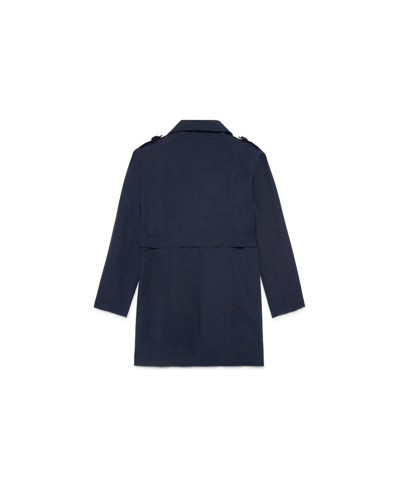Max&Co. Belted Double-breasted Long Sleeved Coat - Blue