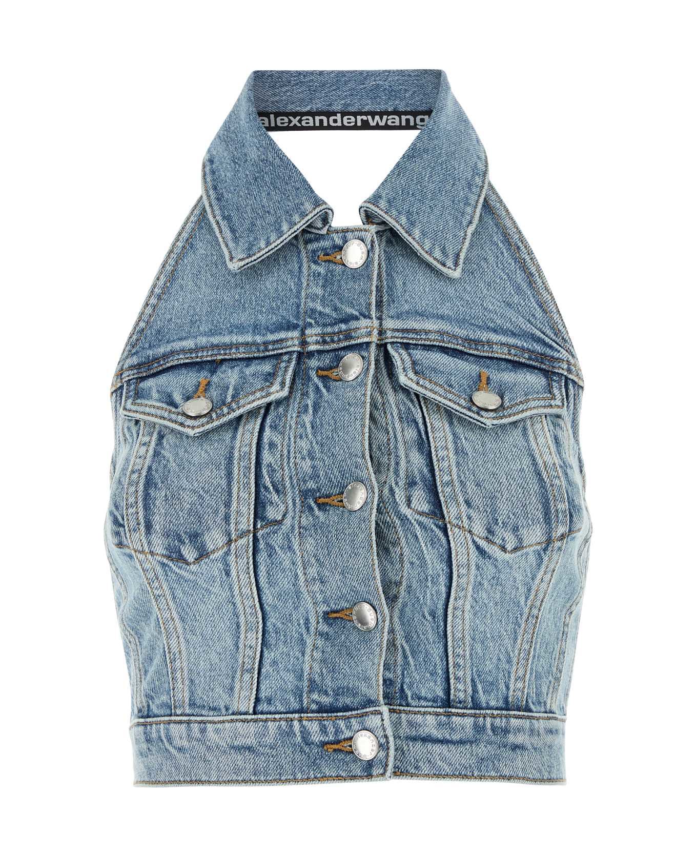 Alexander Wang Stretch Denim Top - VINTAGEBLEACHBLUE