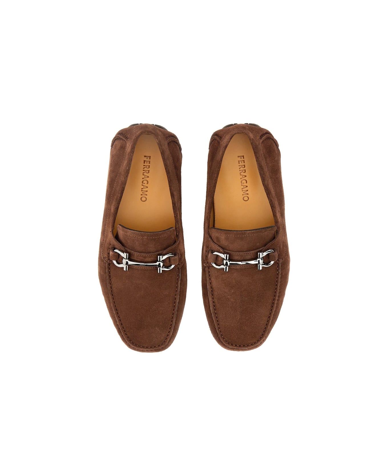 Ferragamo Moccasin Ornament Gancini - BROWN