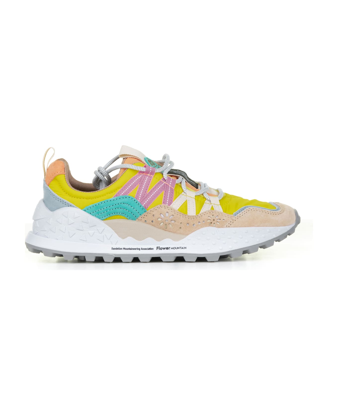 Flower Mountain Multicolored Washi Sneakers In Suede And Nylon - BEIGE YELLOW