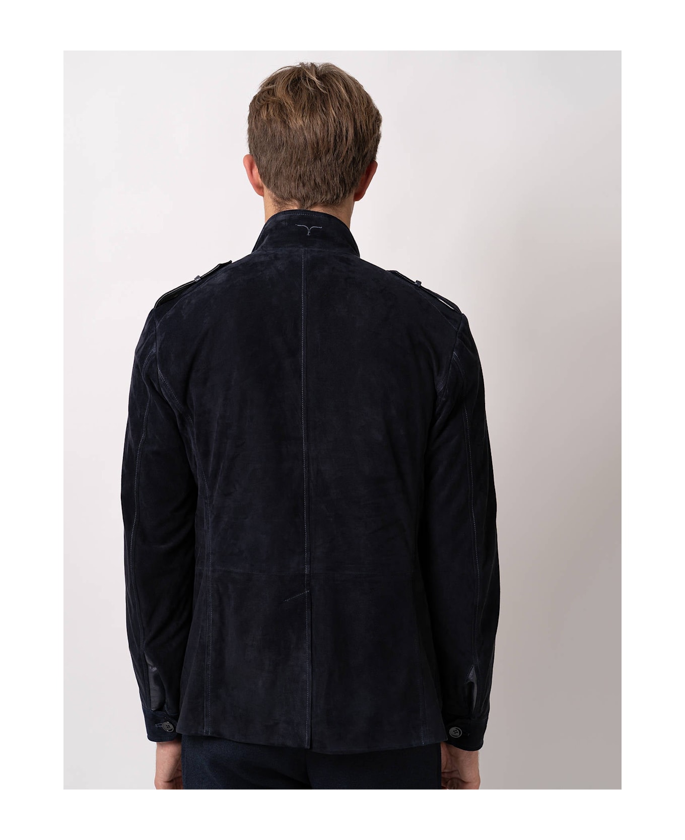 Larusmiani Leather Sahariana Devon Leather Jacket - Blue