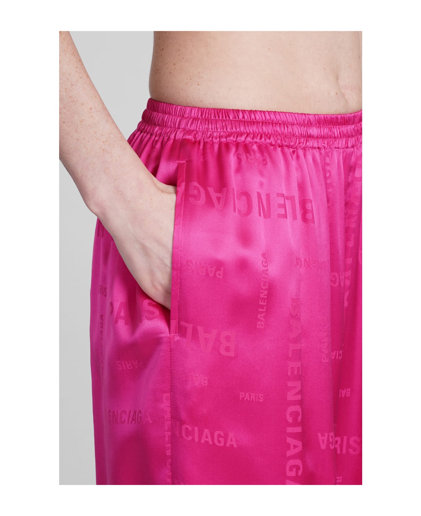 Balenciaga Allover Logo Elastic Waist Pants - fuxia