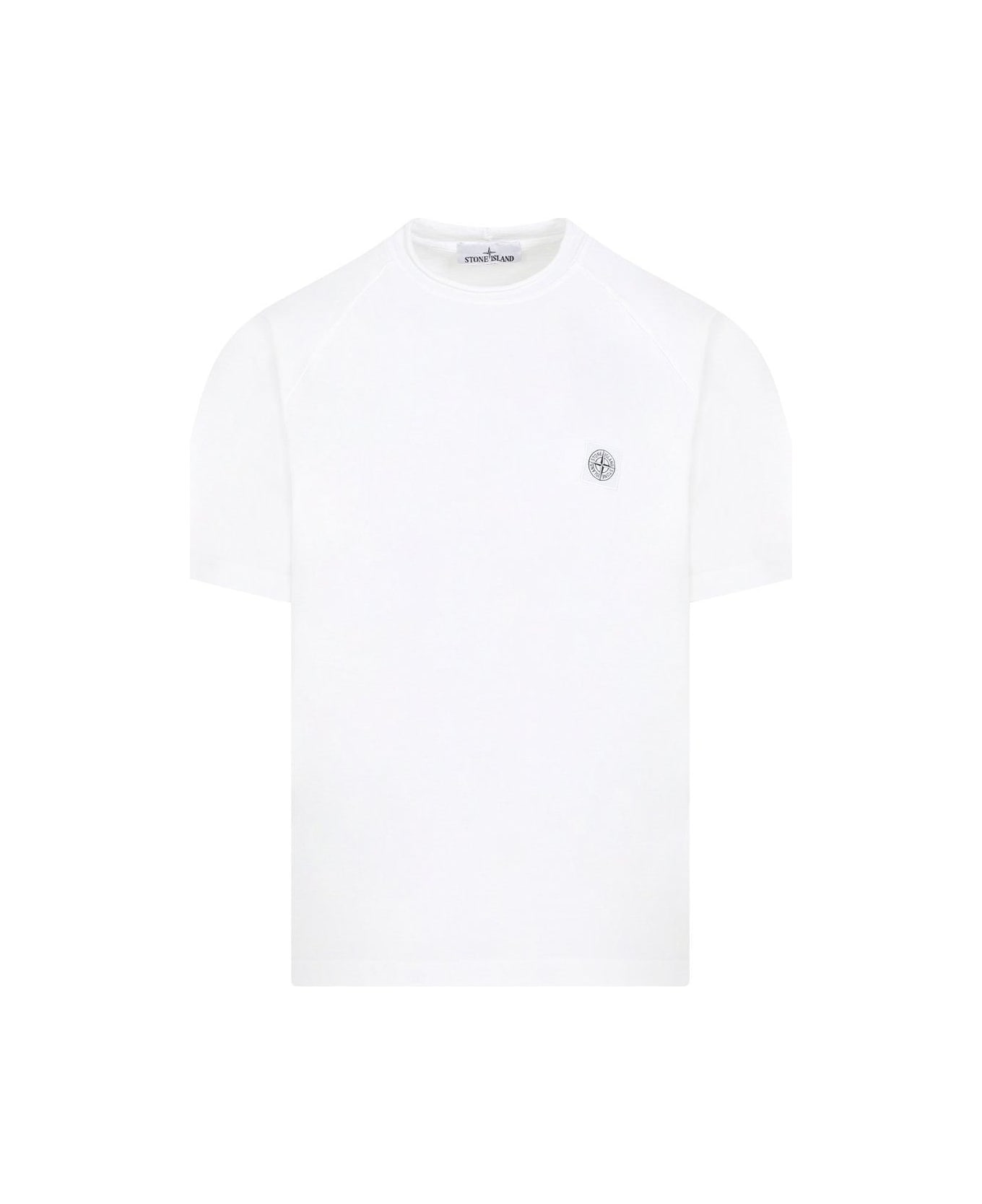 Stone Island Logo Patch Crewneck T-shirt - White シャツ