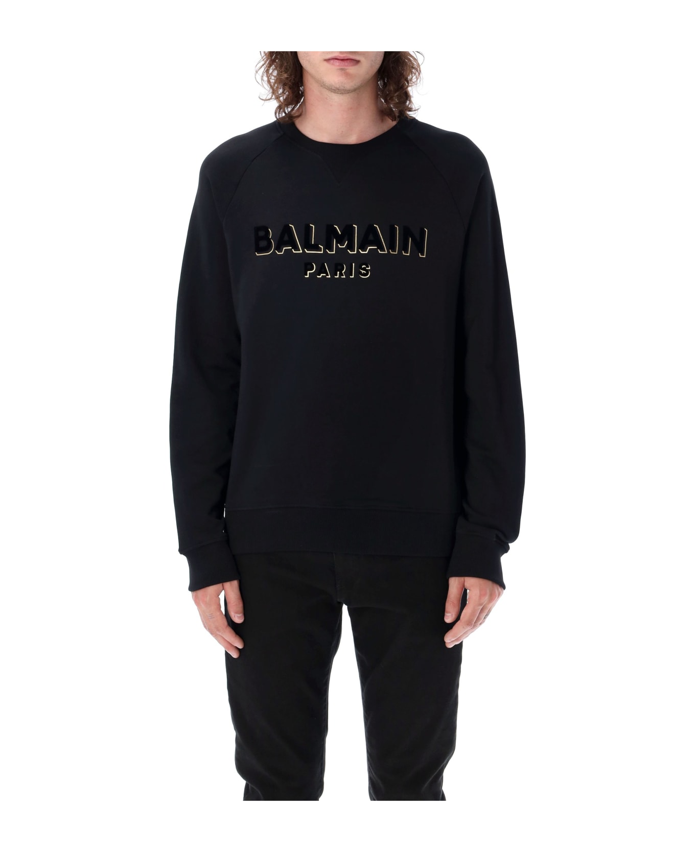 Balmain Logo Sweatshirt - NERO ORO