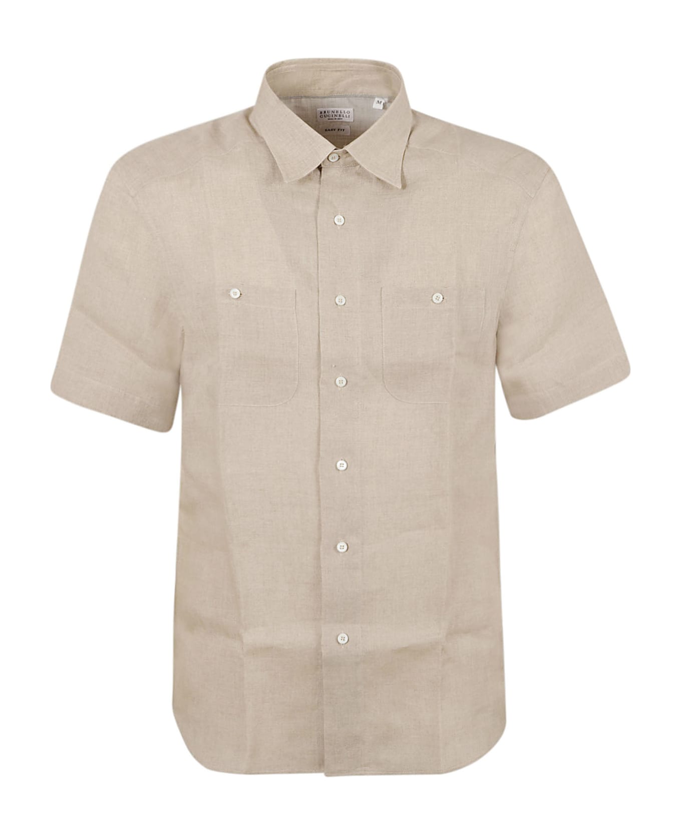 Brunello Cucinelli Round Hem Patched Pocket Plain Shirt - Creta シャツ