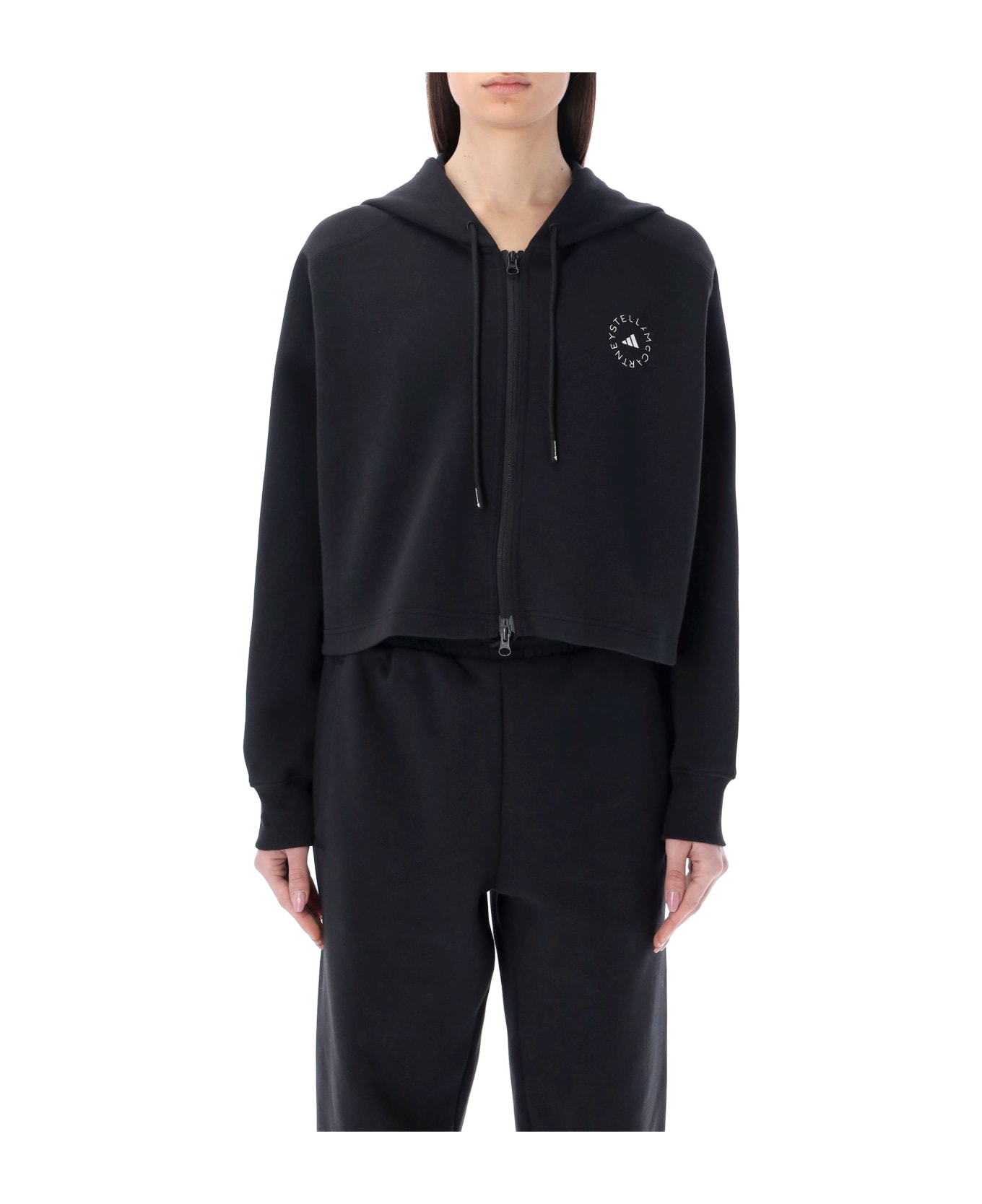 Adidas by Stella McCartney Logo Print Cropped Hoodie - BLACK ジャケット