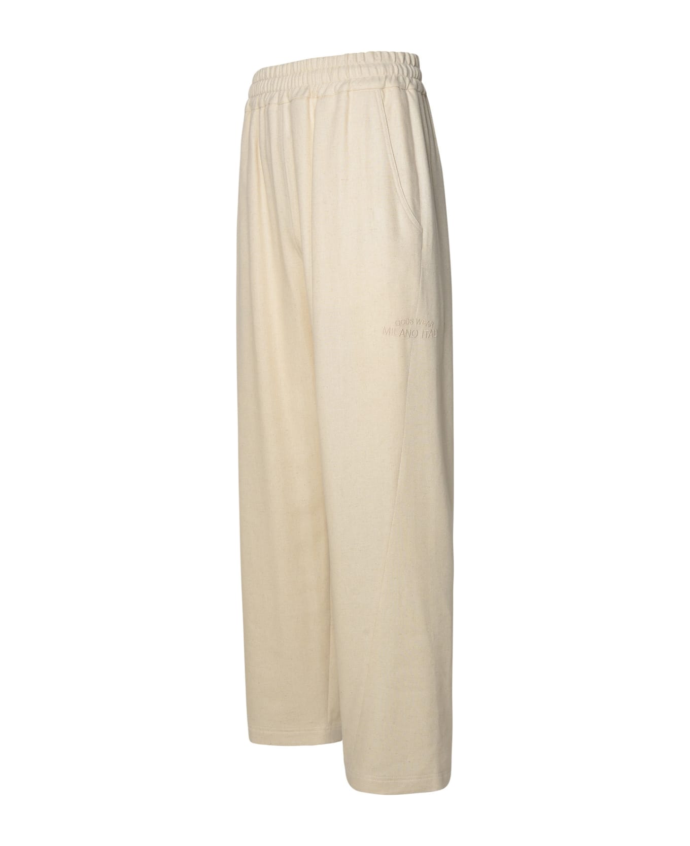 GCDS Ivory Linen Blend Trousers - Bianco sporco