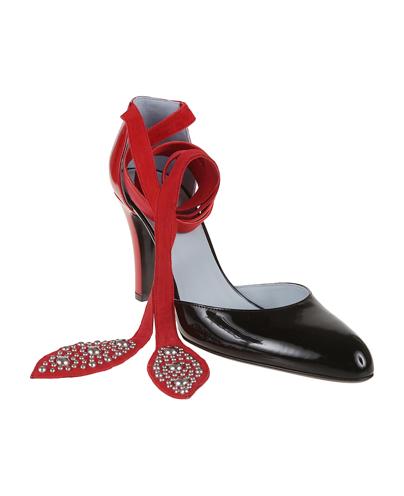 Valentino Garavani Ankle Strap Vg Foliefoliage T. 85 Palladium Round - Black