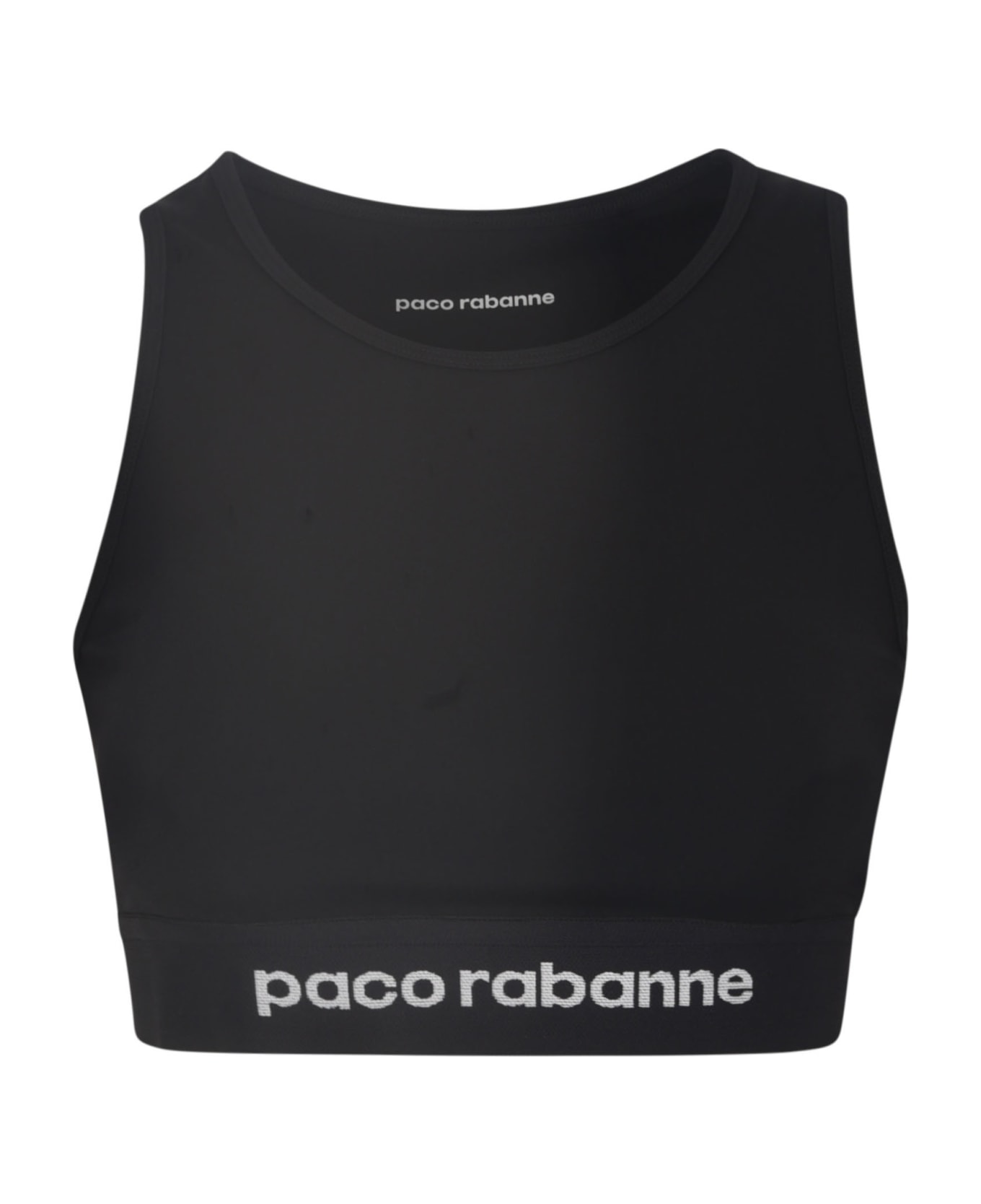 Paco Rabanne Logo Detail Cropped Top - BLACK