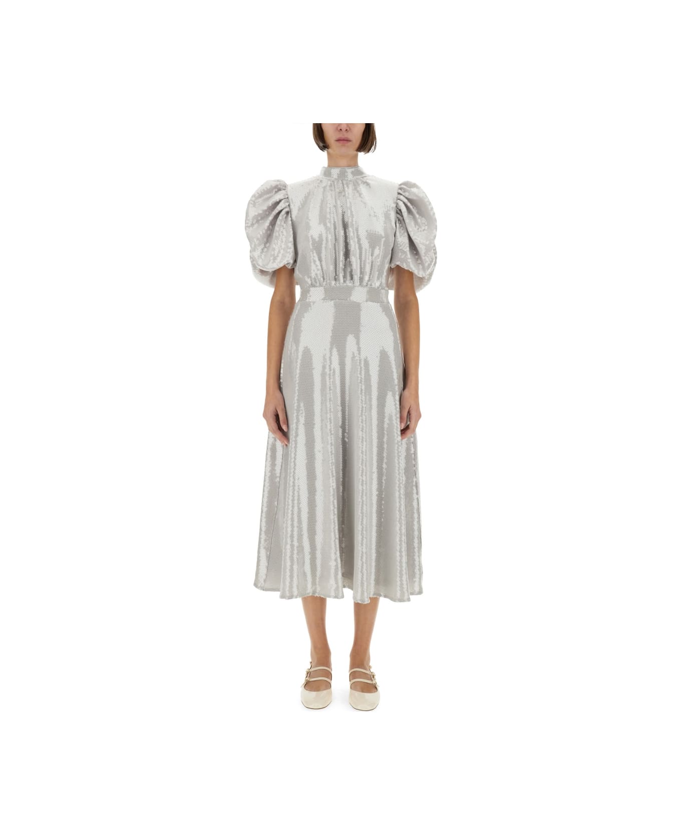Rotate by Birger Christensen Sequined Puff Midi Dress - GREY
