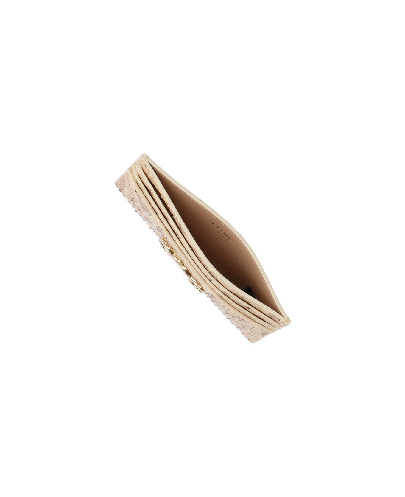 Celine 
triomphe
 Python Leather Card Holder - Beige