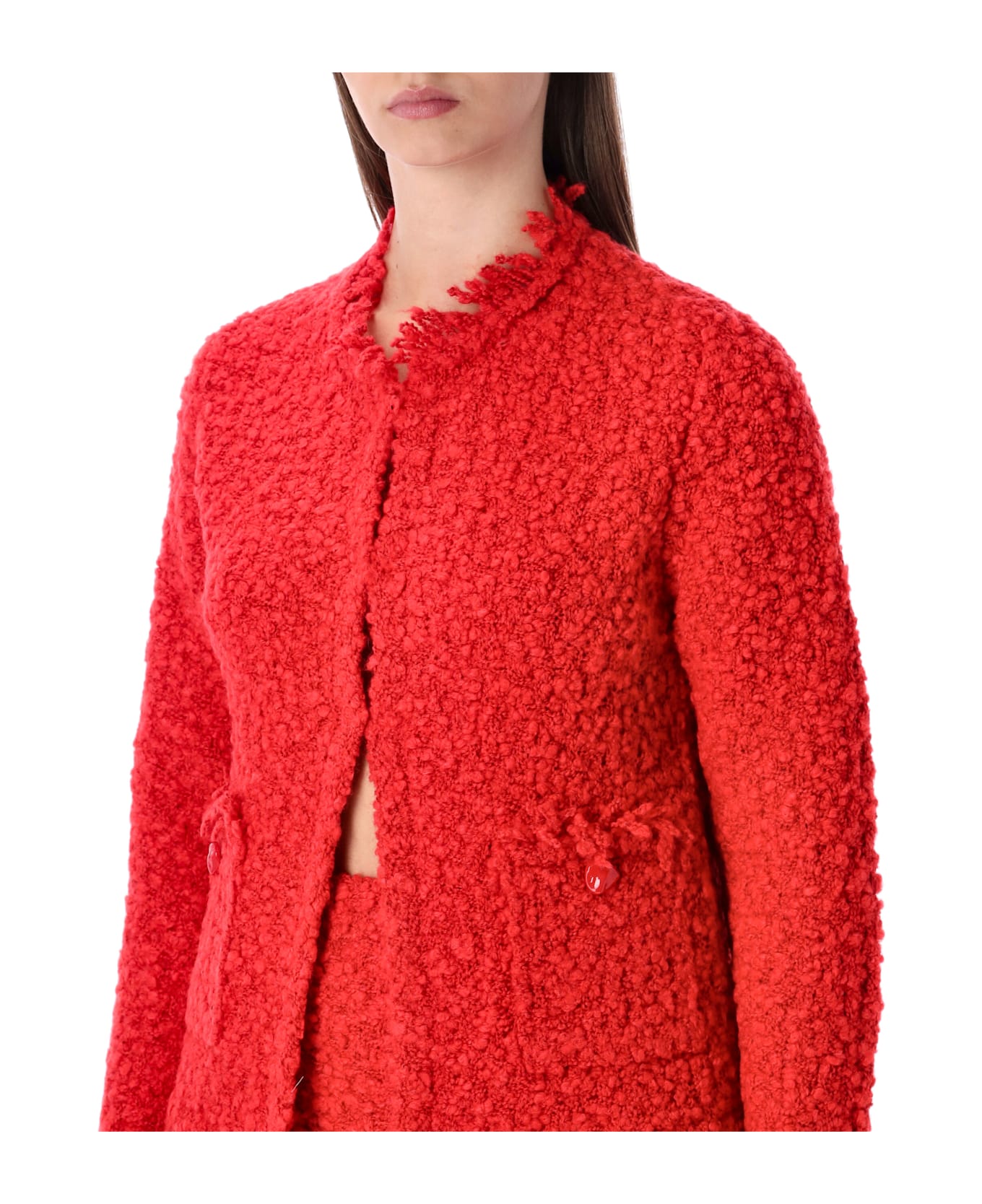 Fabiana Filippi Red Tweed-effect Knit Jacket - LACCA