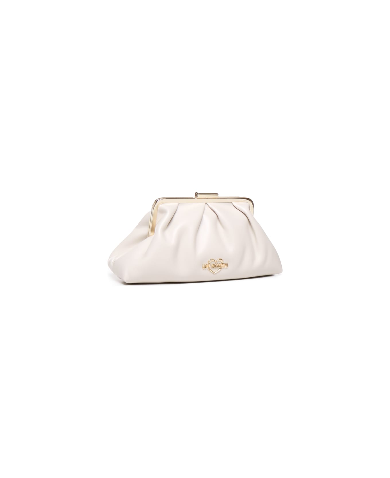 Love Moschino Shoulder Bag With Logo Plaque - Ivory
