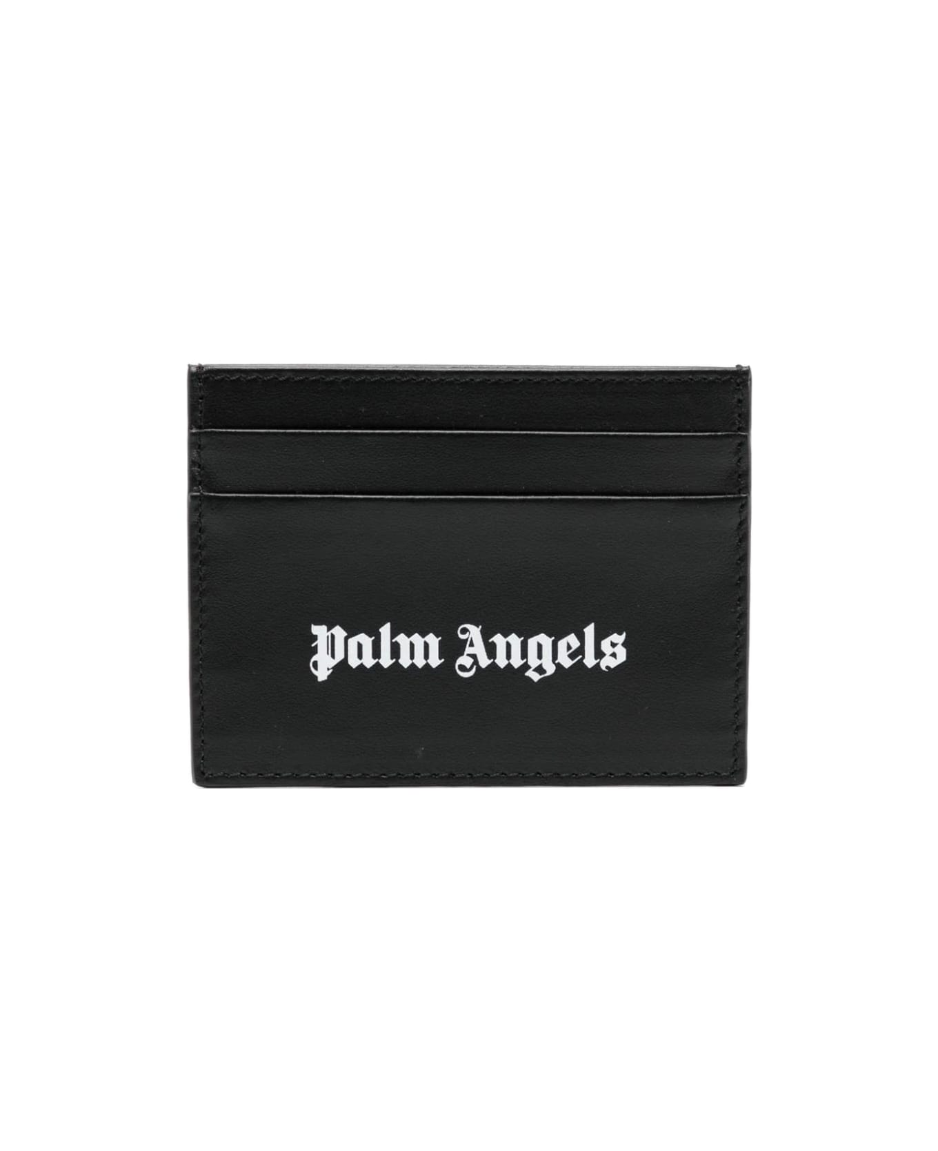 Palm Angels Black Card Holder With White Logo - Black