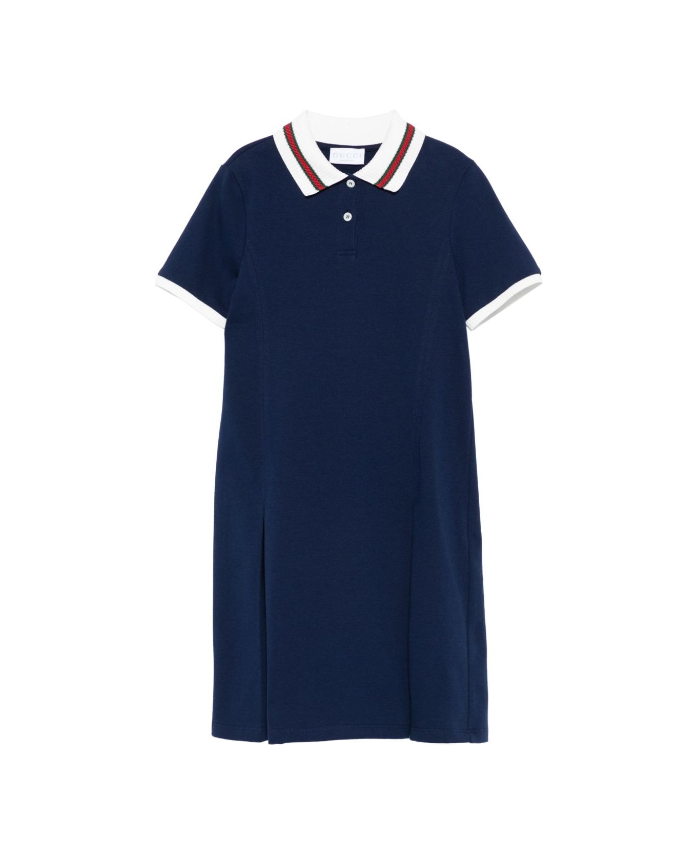 Gucci Kids Dark Blue Pleated Dress - Blue
