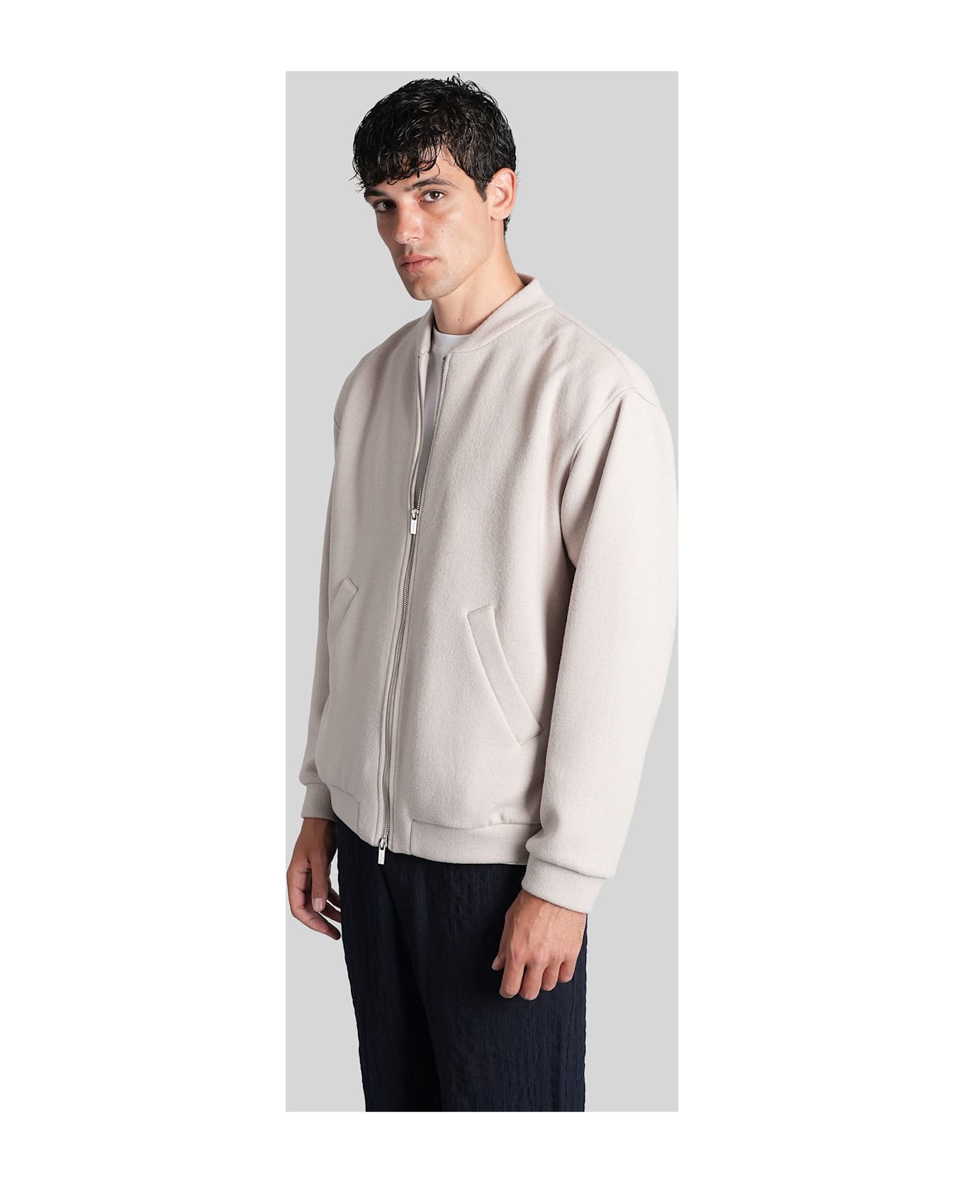 Barena Gabier Bomber Jacket In Grey Wool - grey