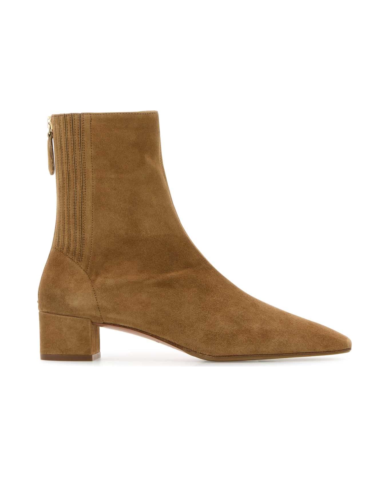 Aquazzura Camel Suede Saint Honorã¨ Ankle Boots - CAMEL
