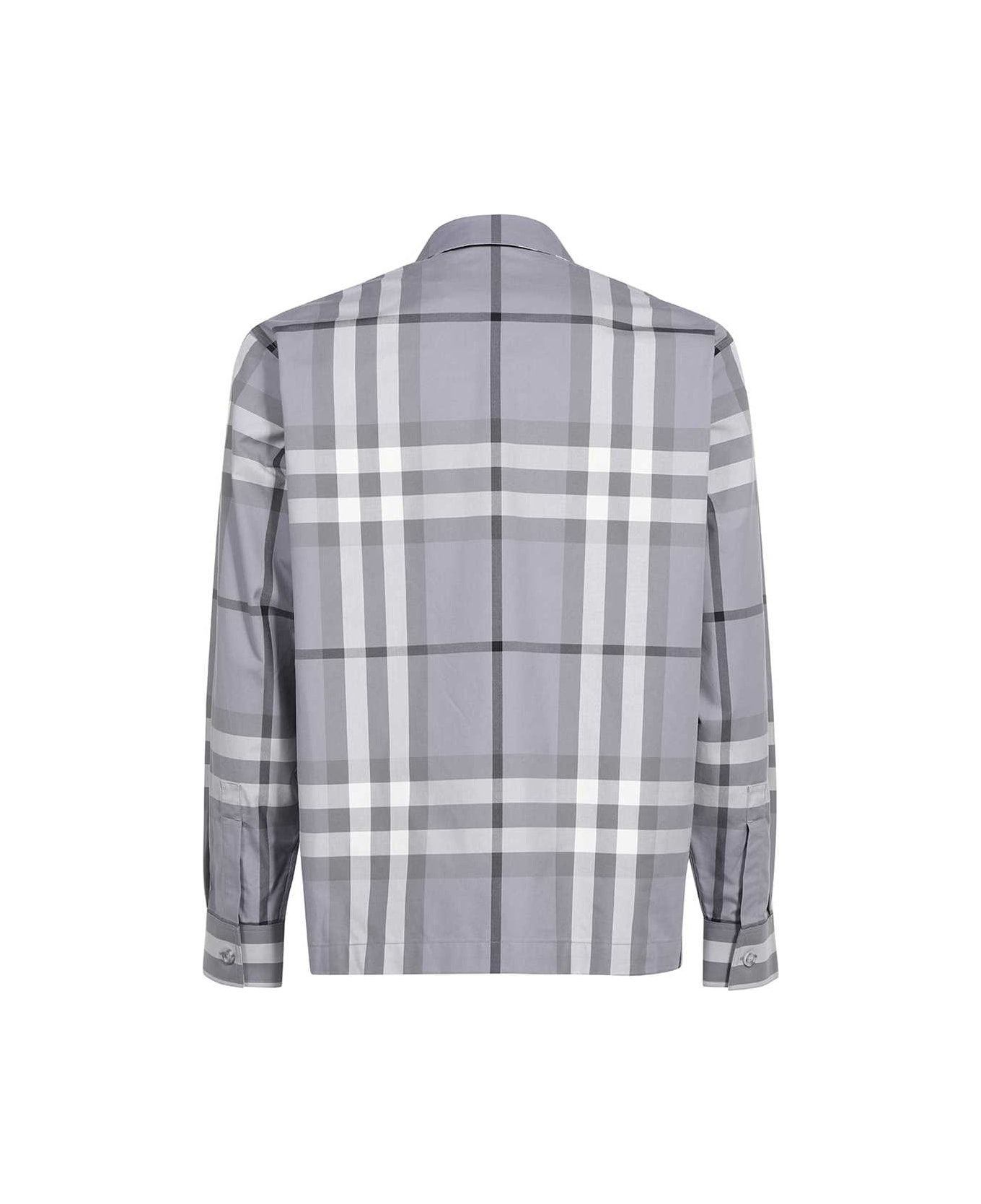 Burberry Checked Cotton Shirt - grey シャツ