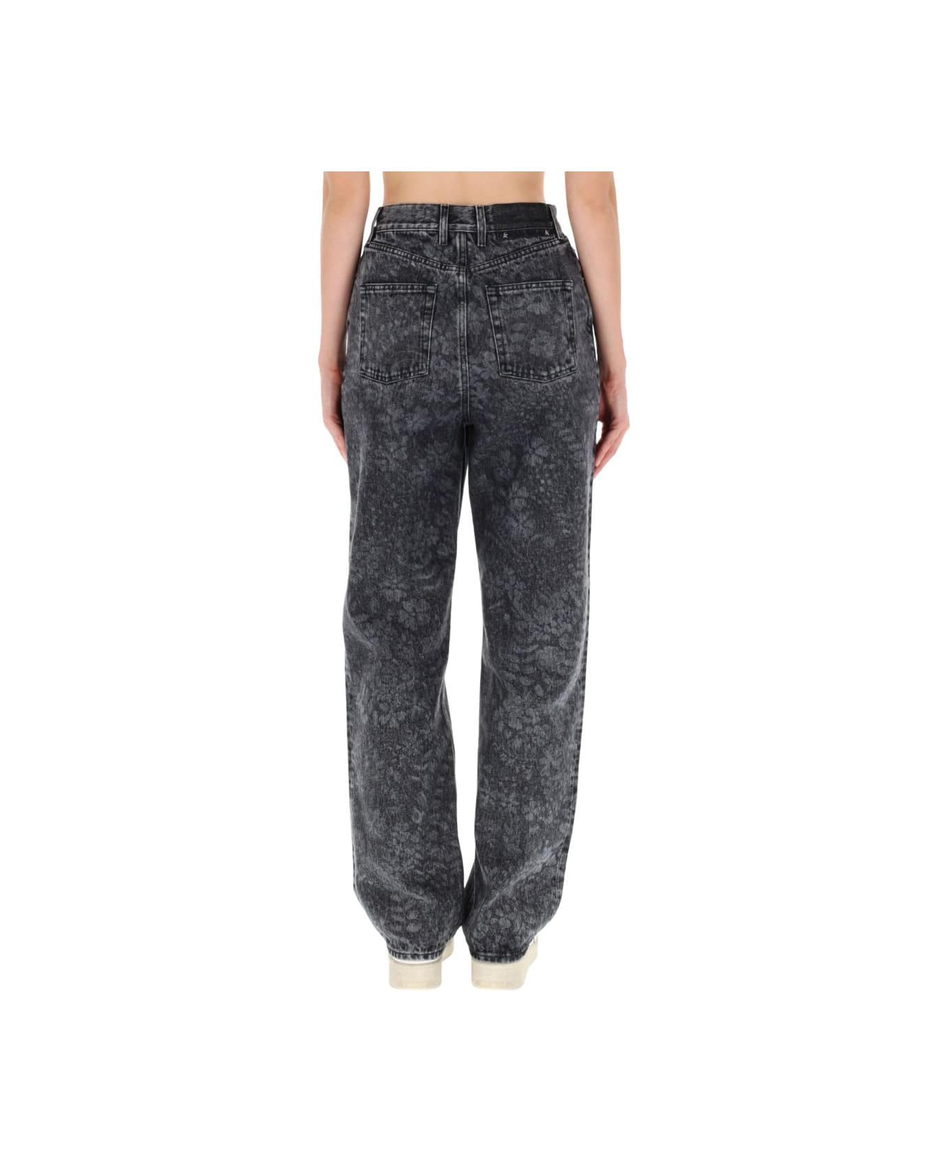 Golden Goose Jeans With Floral Pattern - BLACK