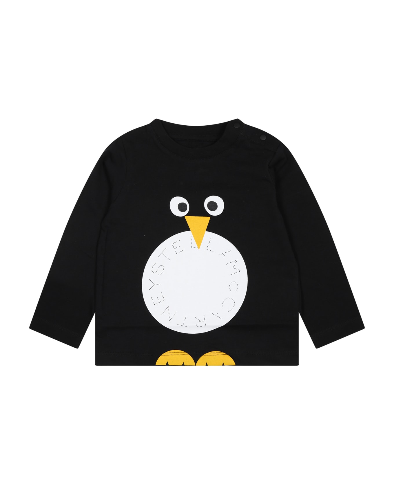 Stella McCartney Kids Black T-shirt For Baby Boy With Logo And Print - Black