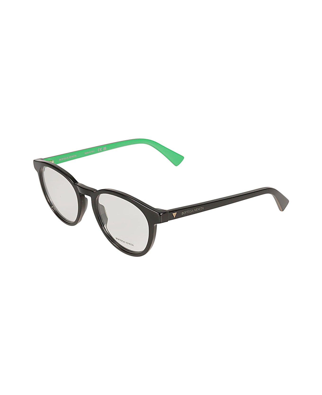 Bottega 41cm Veneta Eyewear Classic Round Frame Glasses - Black/Transparent