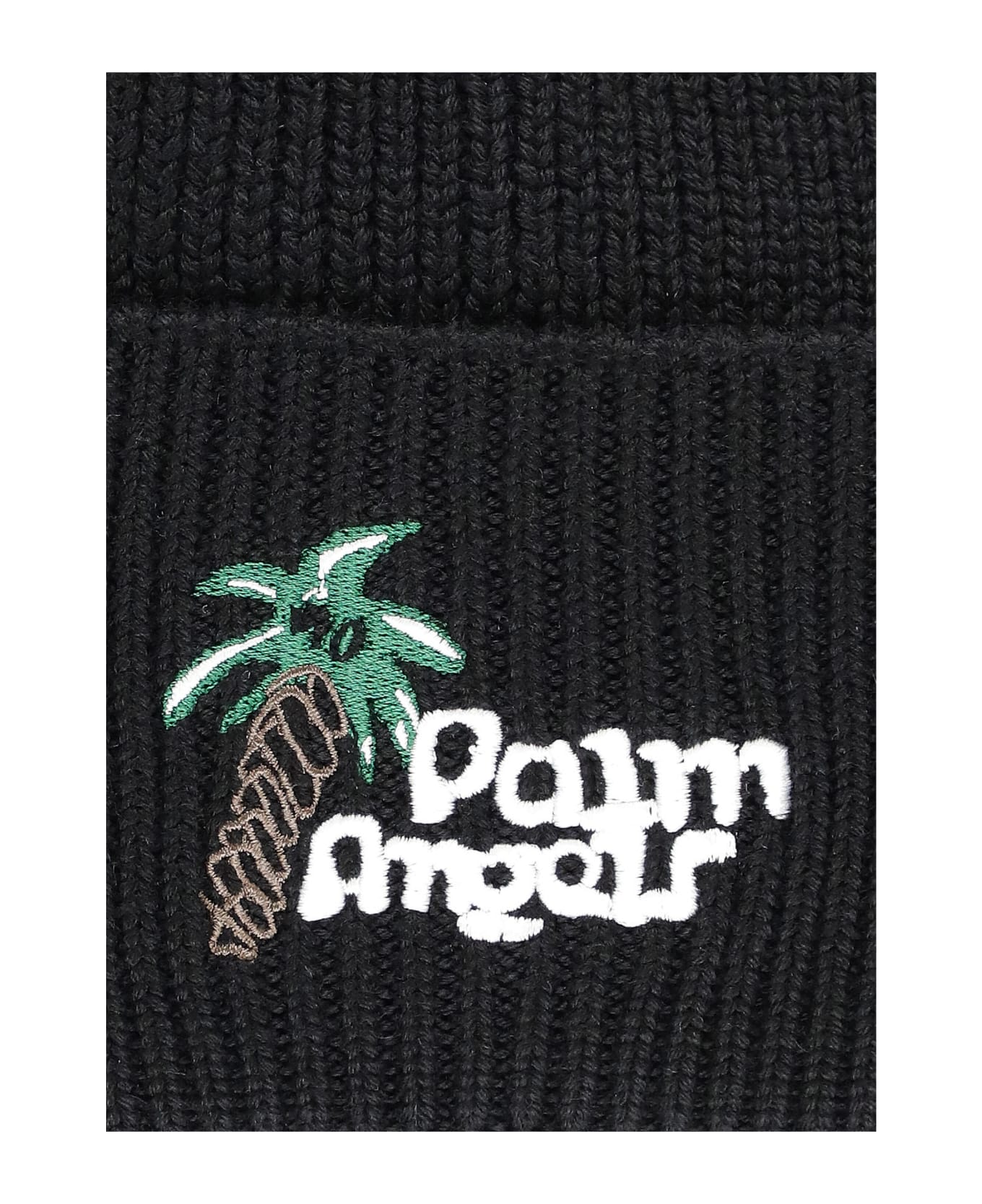 Palm Angels Beanie With Logo - Black 帽子