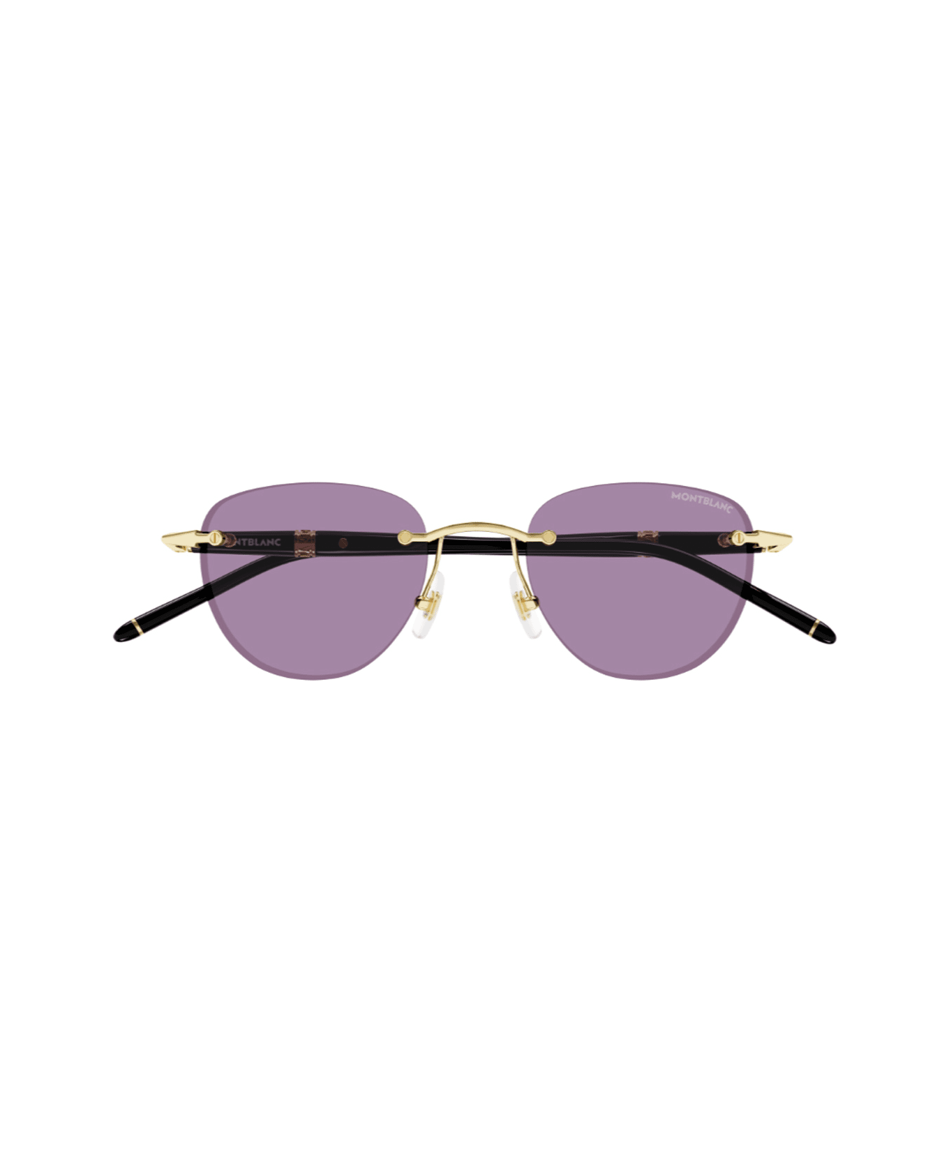 Montblanc Mb0412s Linea Meisterstuck 002 Gold Black Violet Sunglasses - Nero