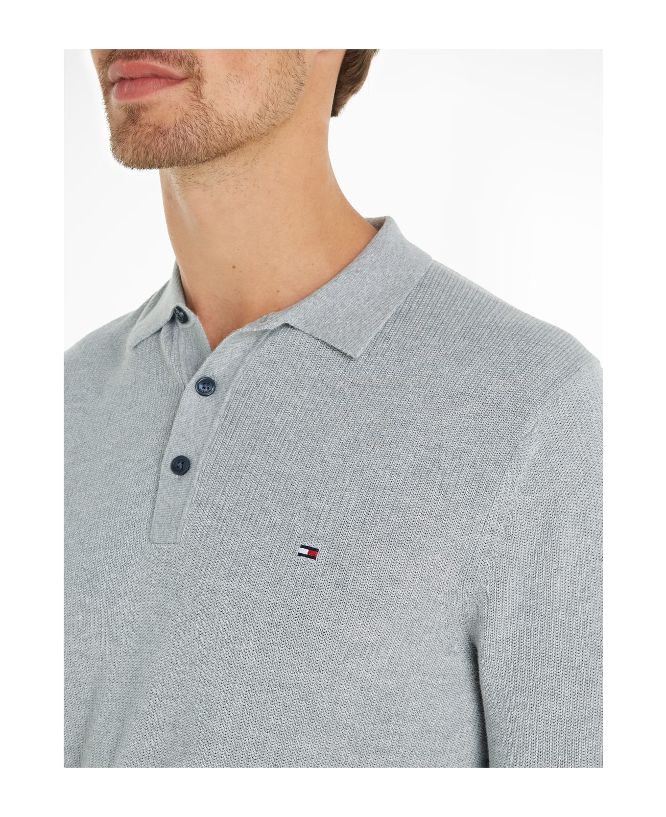 Tommy Hilfiger Gray Short-sleeved Polo Shirt With Logo - LIGHT GREY HEATHER