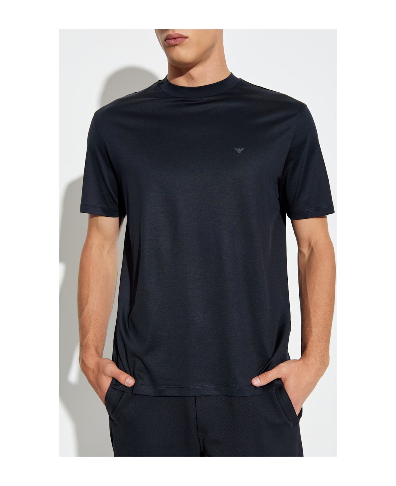 Emporio Armani T-shirt With Rubber Logo - Blue