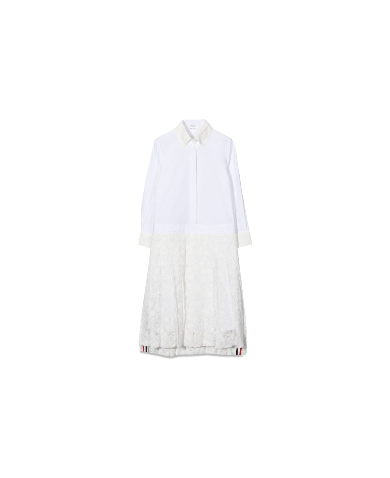 Thom Browne Pleated Bottom Shirtdress - WHITE