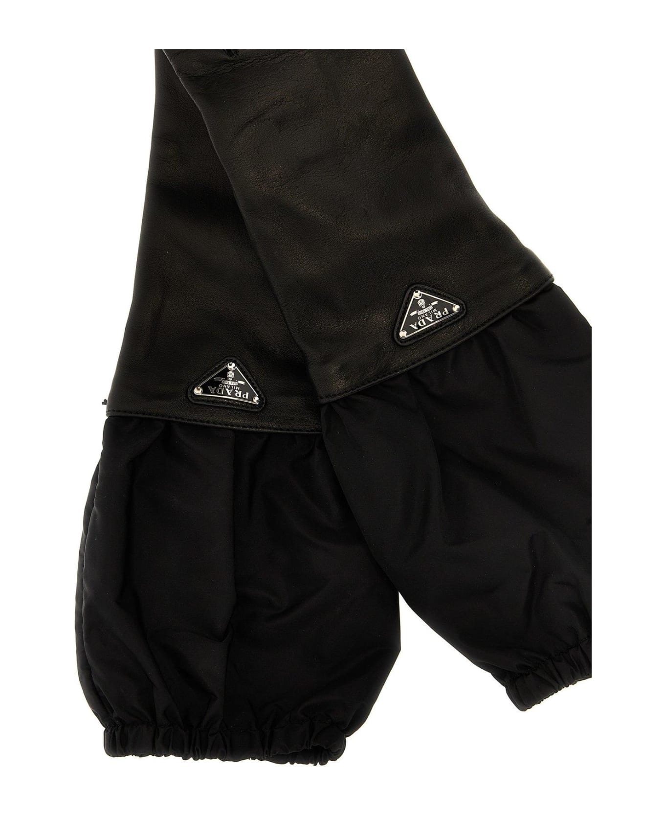 Prada Enamel-logo Panelled Gloves - NERO 1 手袋