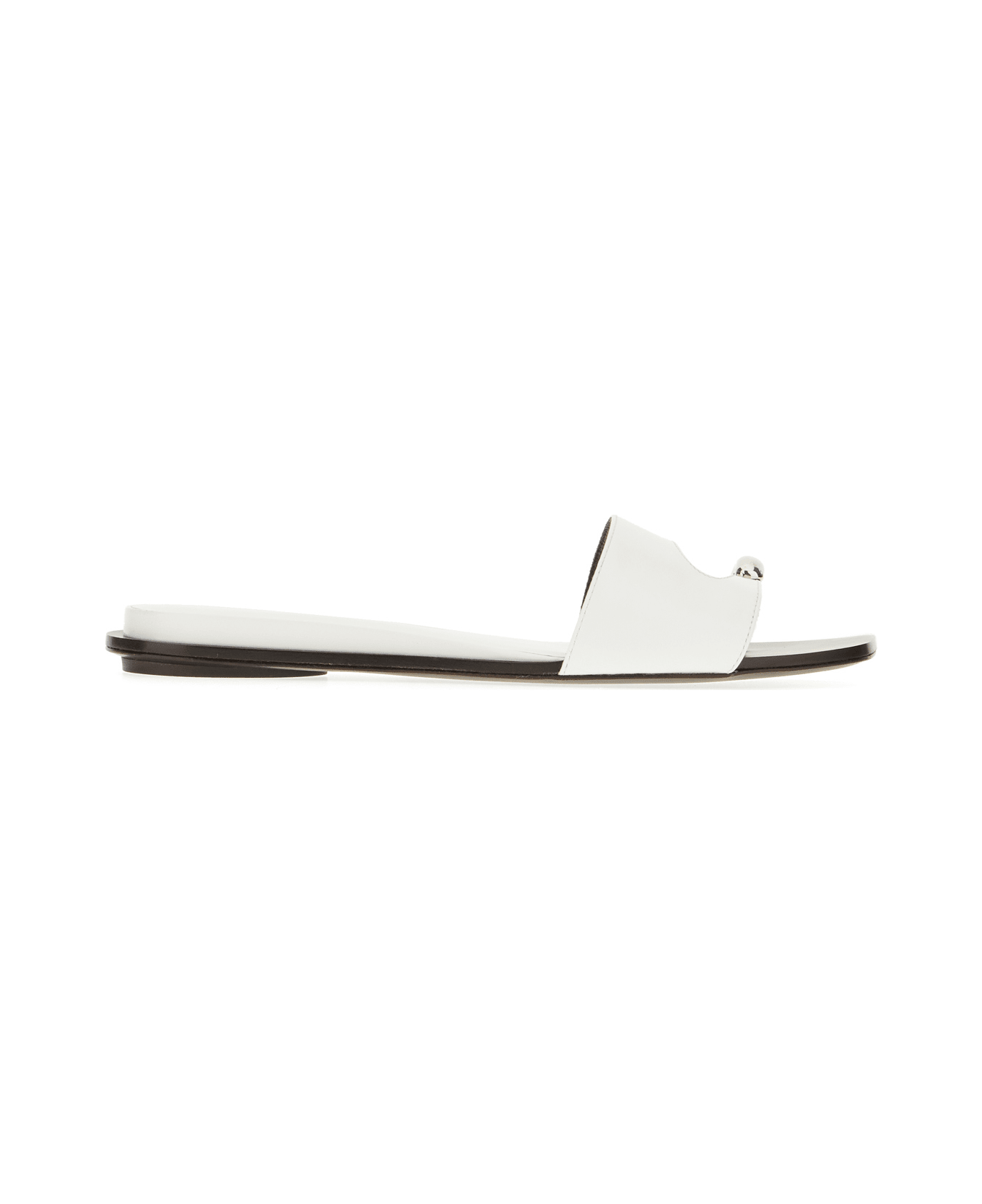 Tory Burch White Leather Pierced Thong Sandals - BIANCO SILVER