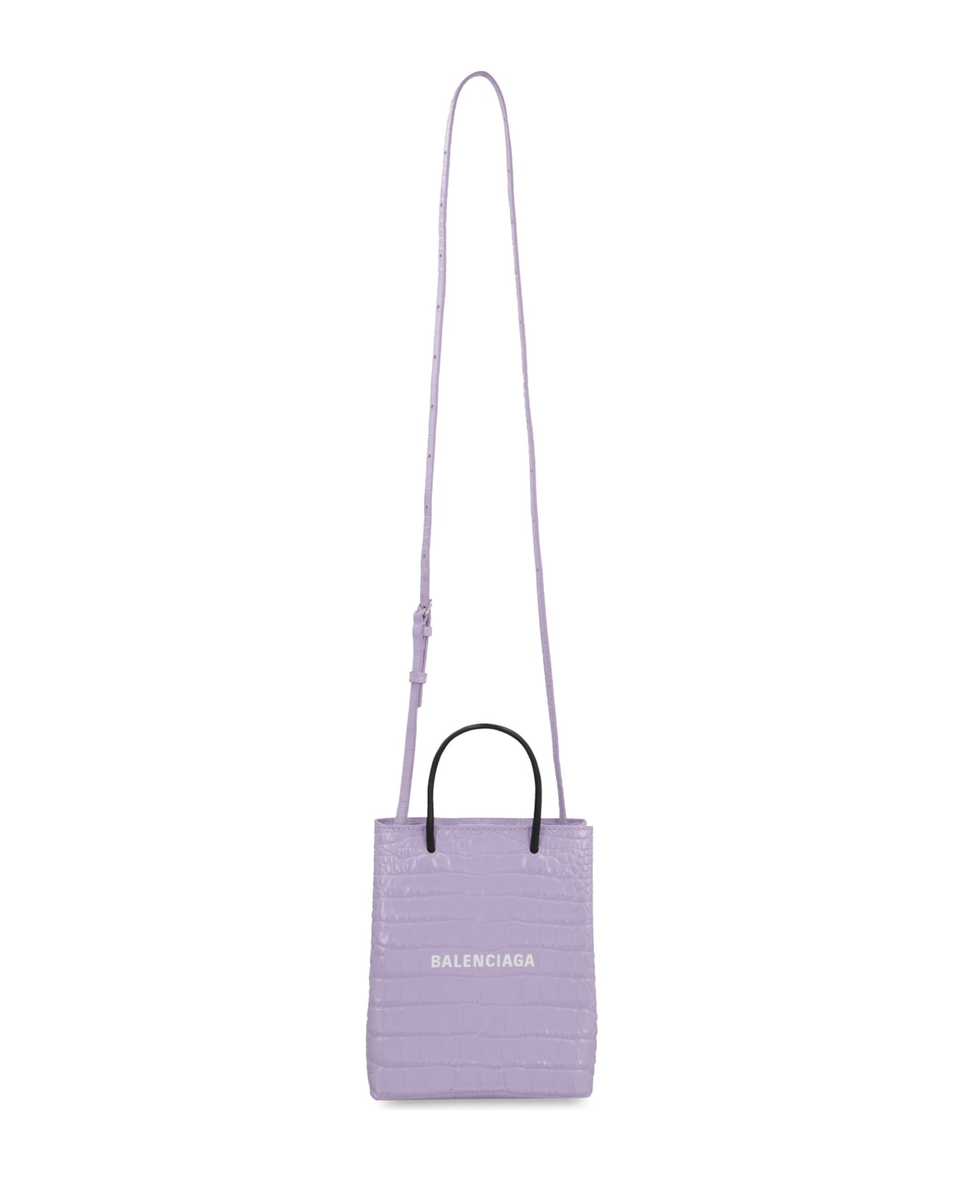 Balenciaga Croco-print Leather Bag - Lilac トートバッグ