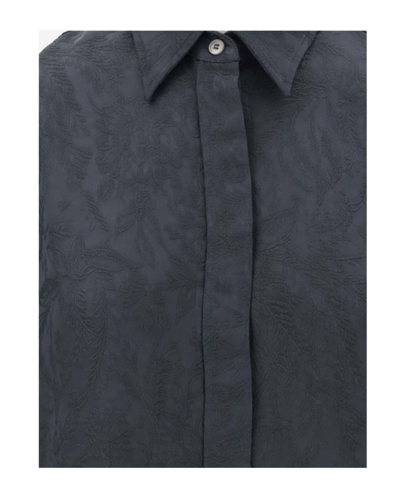 Golden Goose Viscose Shirt With All-over Embroidery - Blue