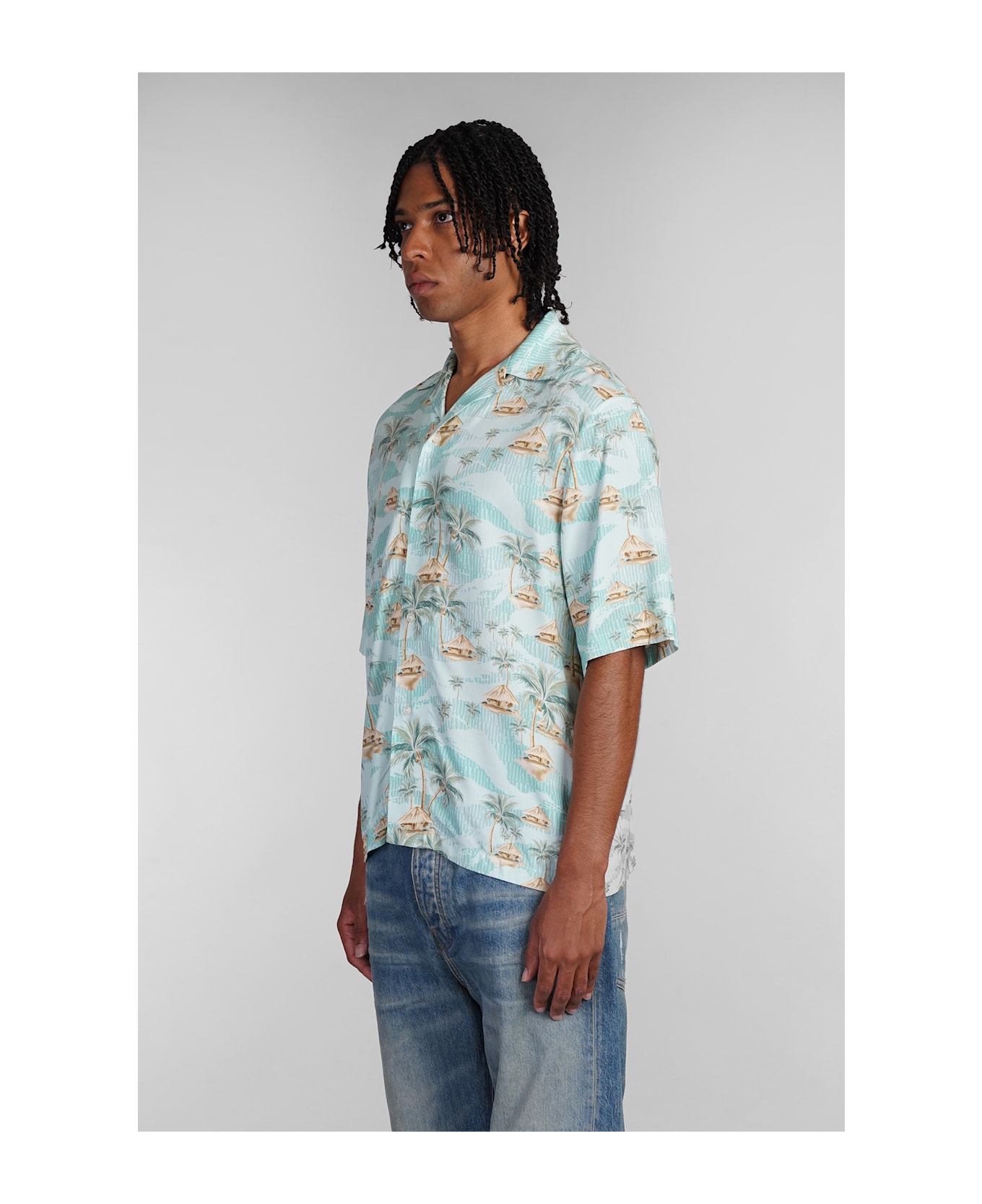 AMIRI Shirt In Cyan Viscose - cyan