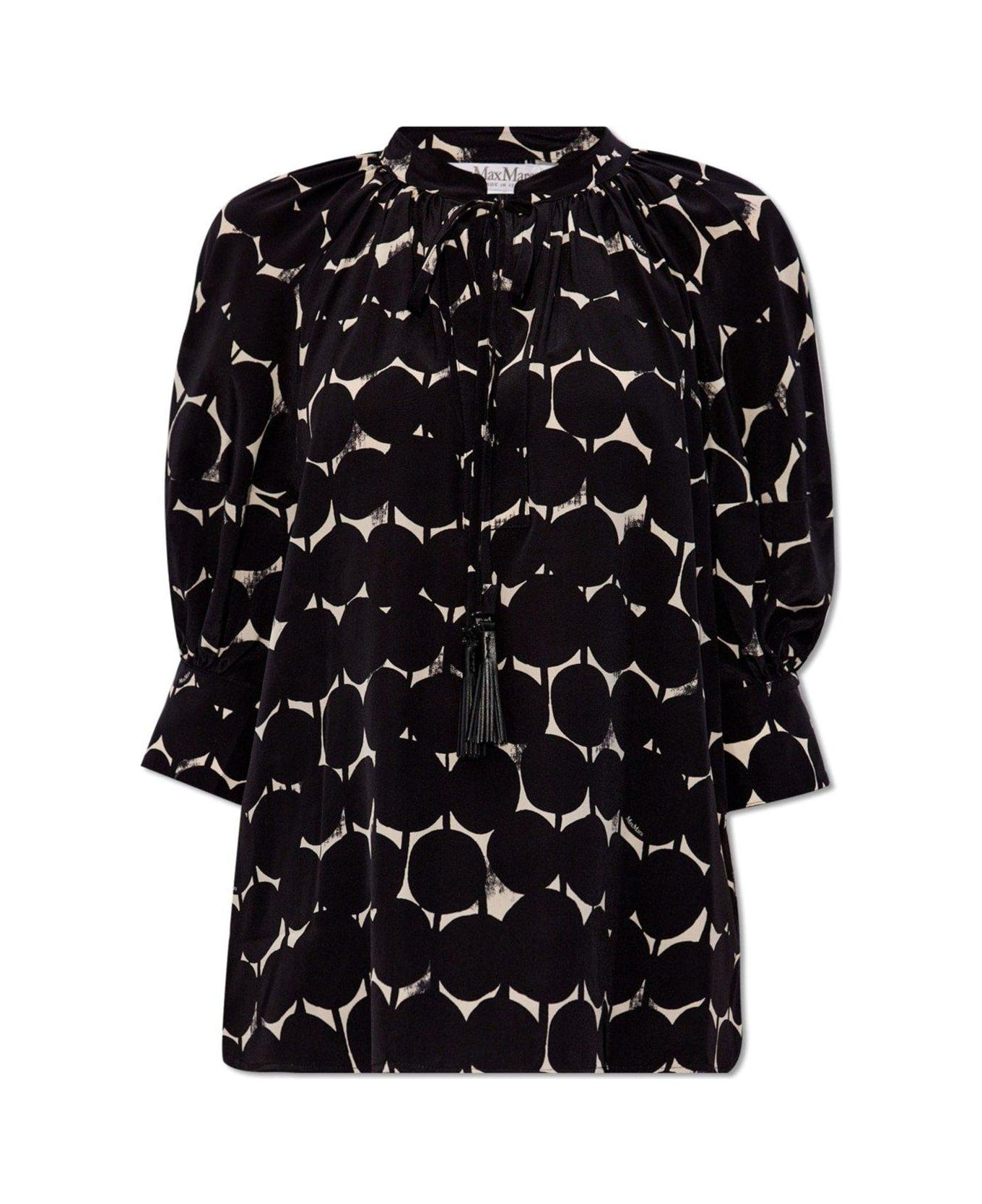 Max Mara Emy All-over Patterned Drawstring Top - Bianco/nero