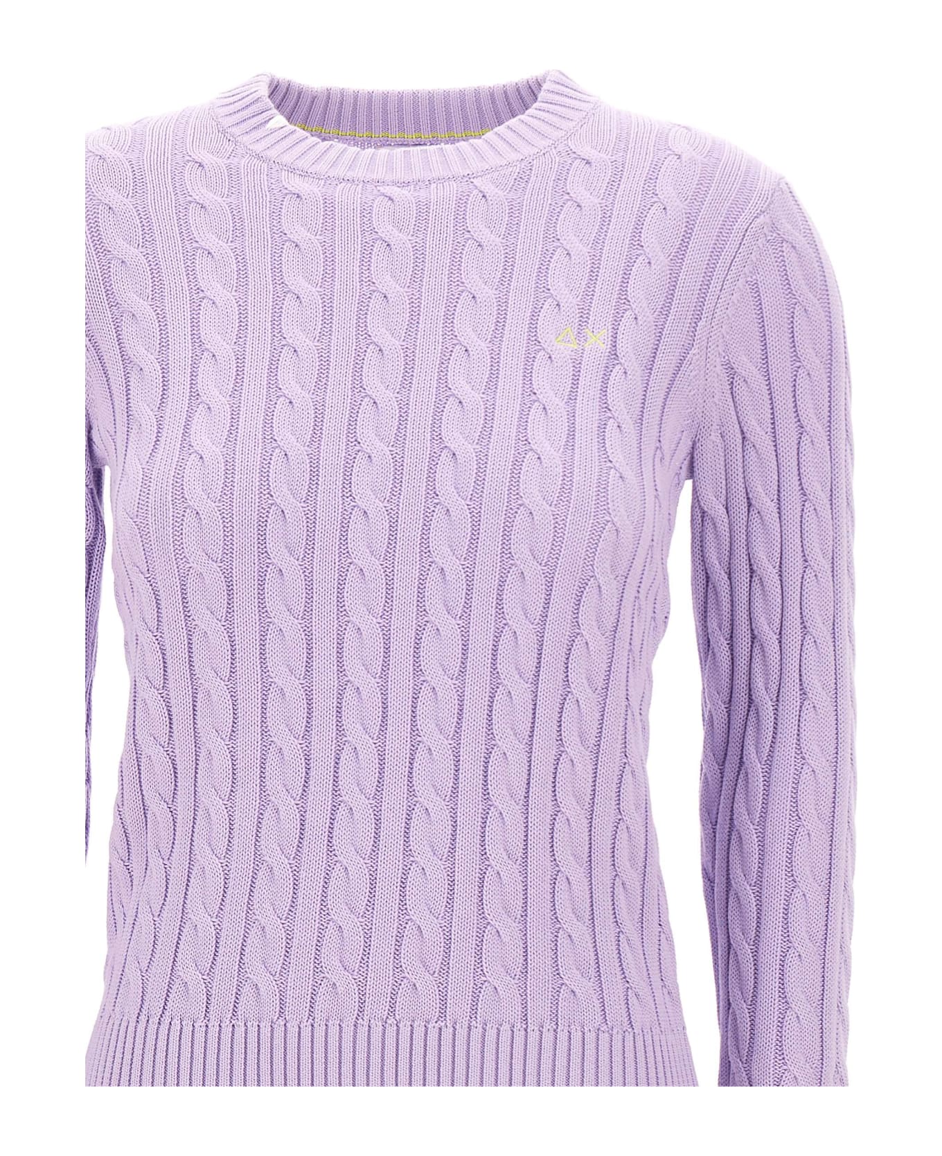 Sun 68 "round Neck Cable" Sweater Cotton - LILAC