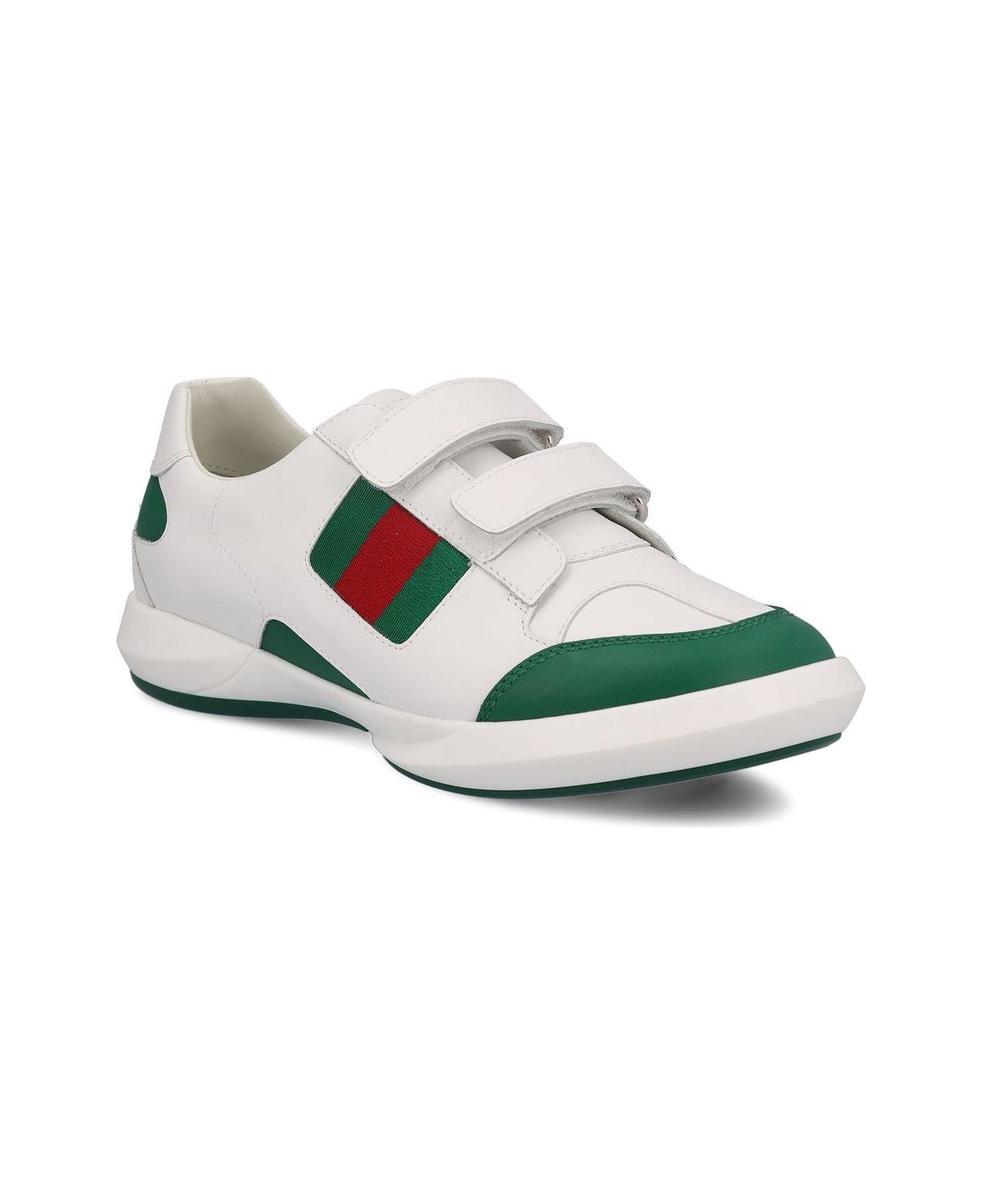 Gucci Logo Printed Round Toe Sneakers - Bianco