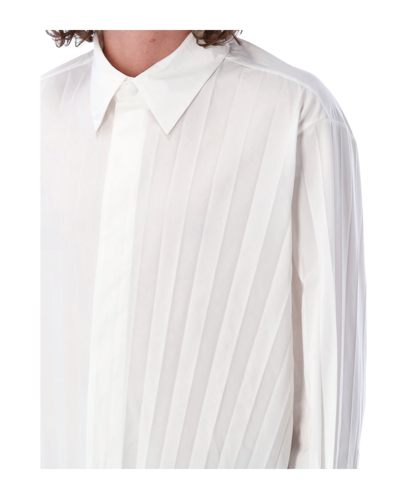Valentino Garavani Pleated Cotton-blend Shirt - WHITE