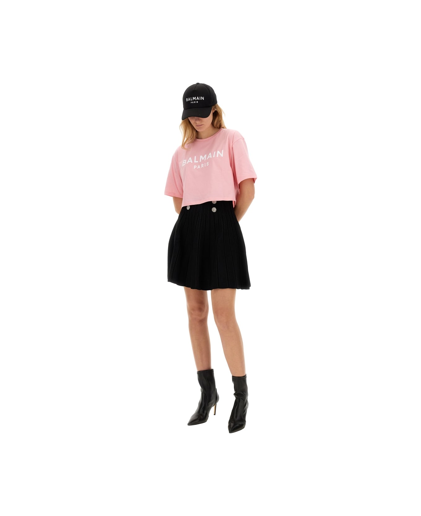 Balmain T-shirt With Logo - Ola Rose Blanc