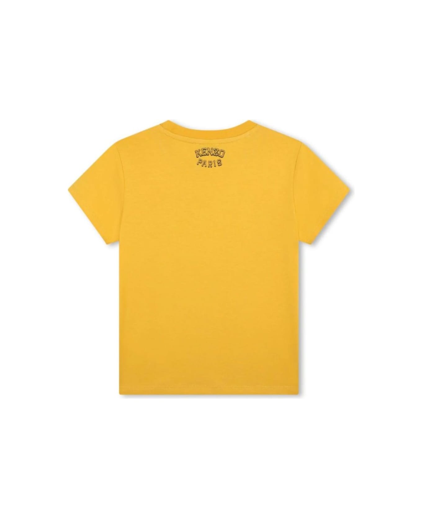 Kenzo Kids Yellow Crewneck T-shirt With Maxi Logo Print On The Front And Logo Lettering On The Rear In Cotton Girl - Yellow Tシャツ＆ポロシャツ