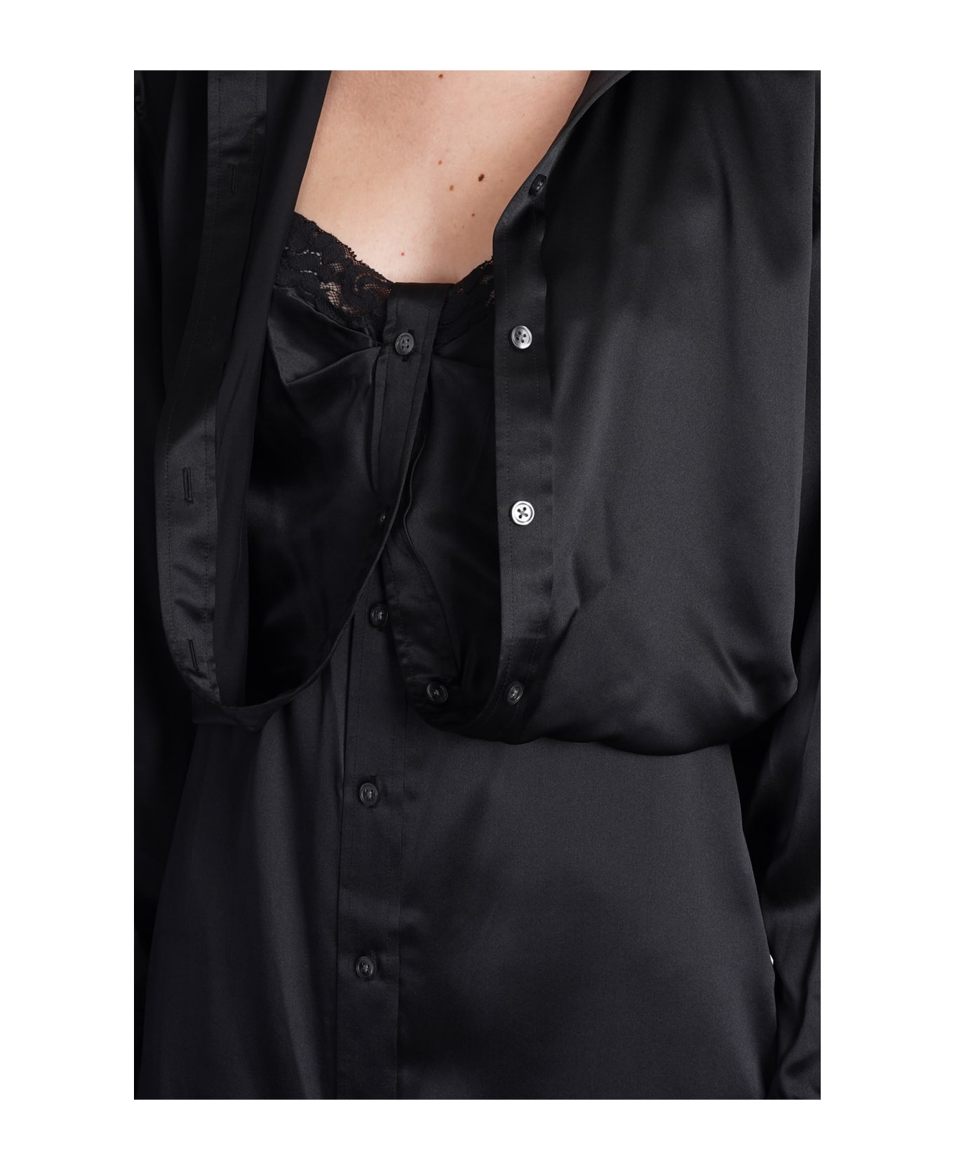 【関税&送料込】Alexanderwang.T Layered Chemisier Dress T by Alexander Wang Lace Trim Layered Dress | italist