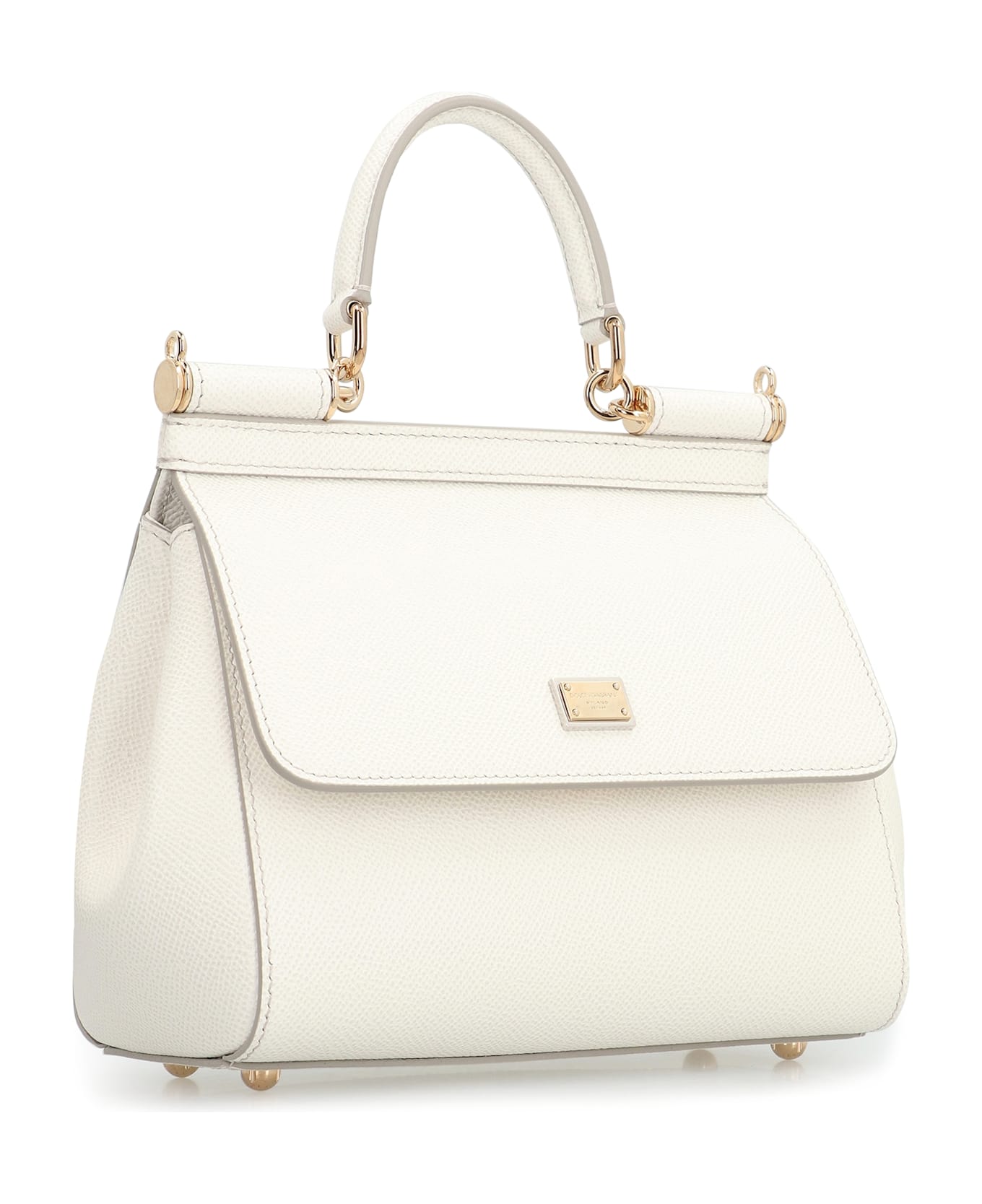 Dolce 
Gabbana Sicily Media Leather Handbag - White