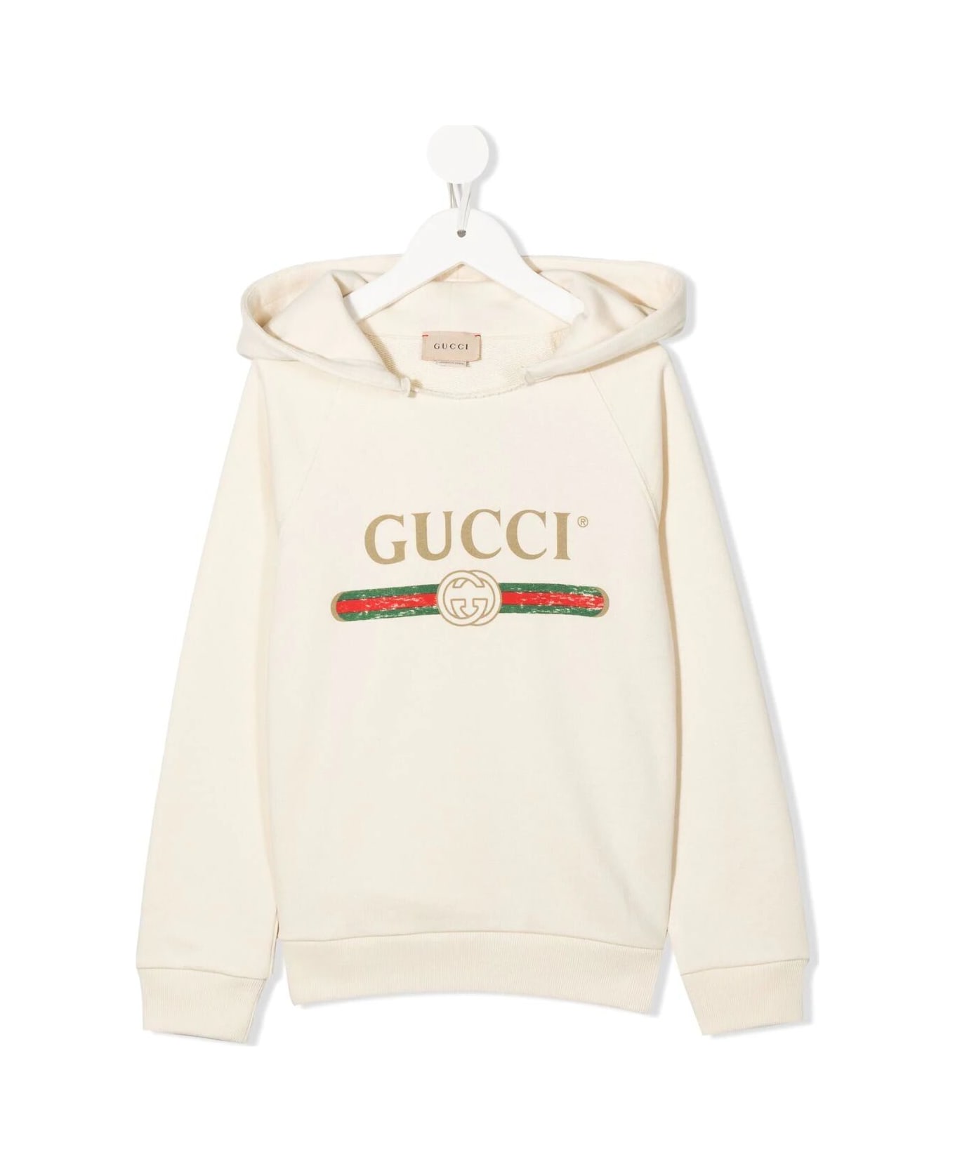 Gucci Sweatshirt With Hood Felted Cotton Jersey - White Green Red
