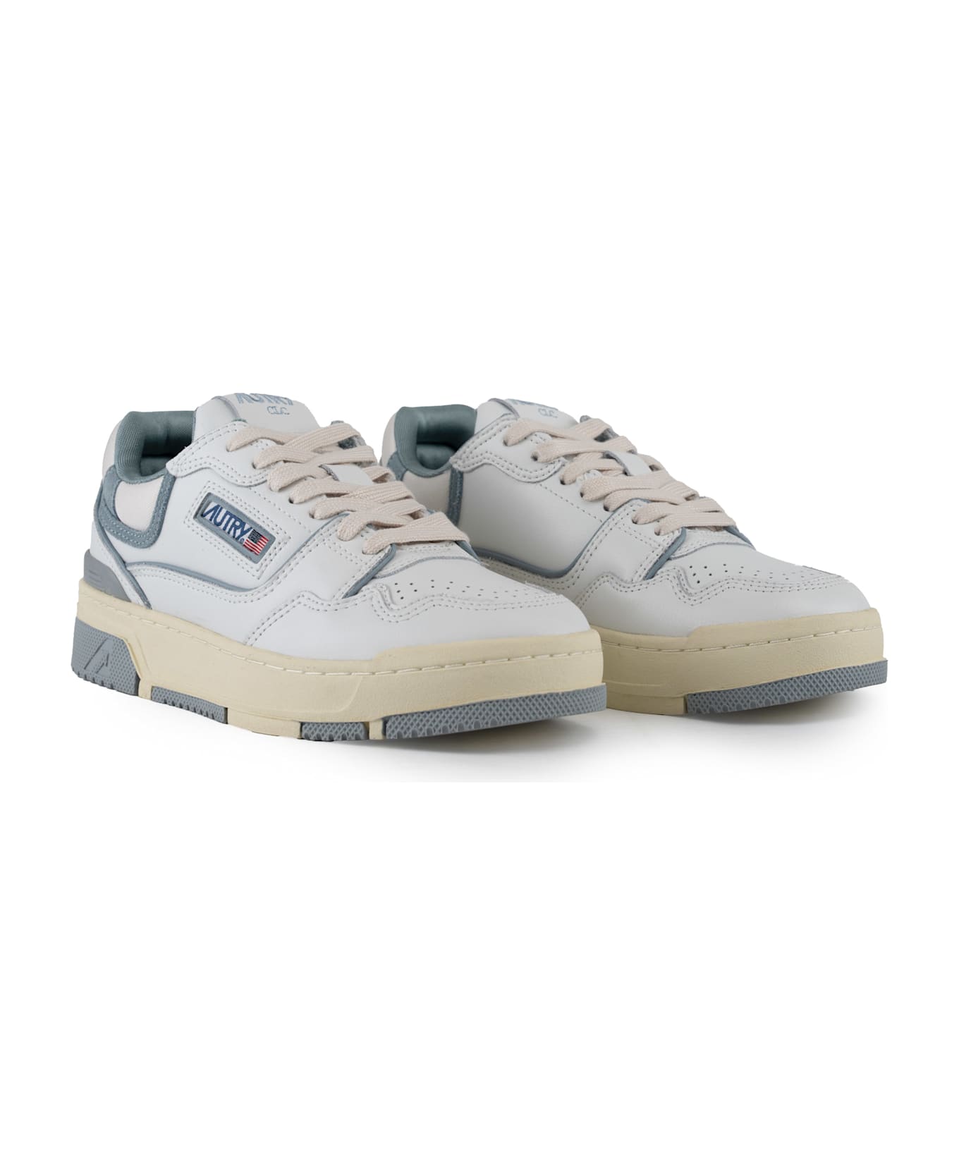 Autry Clc Sneakers In Leather And Suede - Mult/mat wht/silverblue