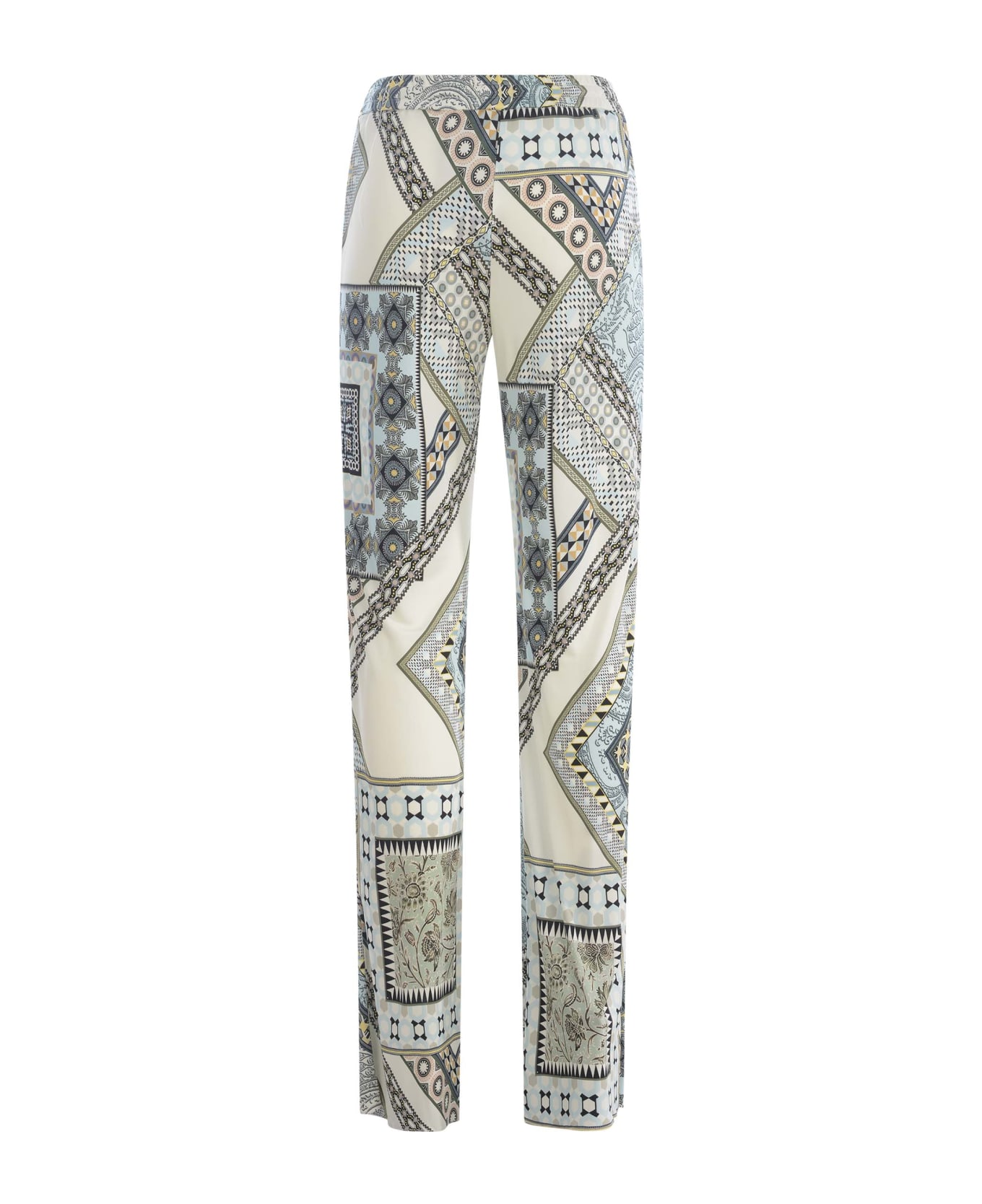 Etro Majolica Printing Wide Lg Trousers With Belt - Majolica ボトムス