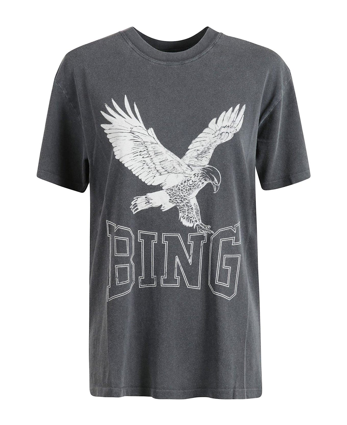 Anine Bing Logo-printed Jersey T-shirt - Washed black